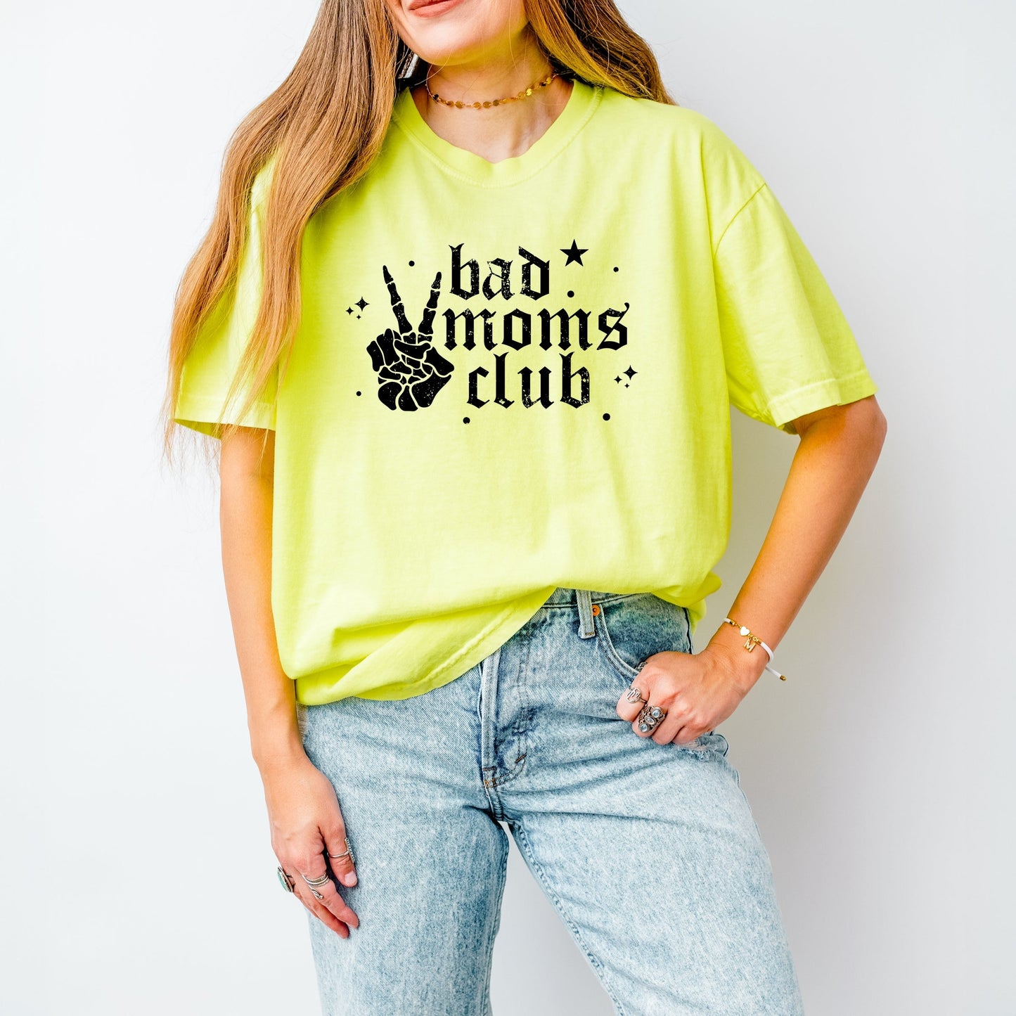 Bad Moms Club Skeleton - Women's Garment Dyed Graphic T-Shirt