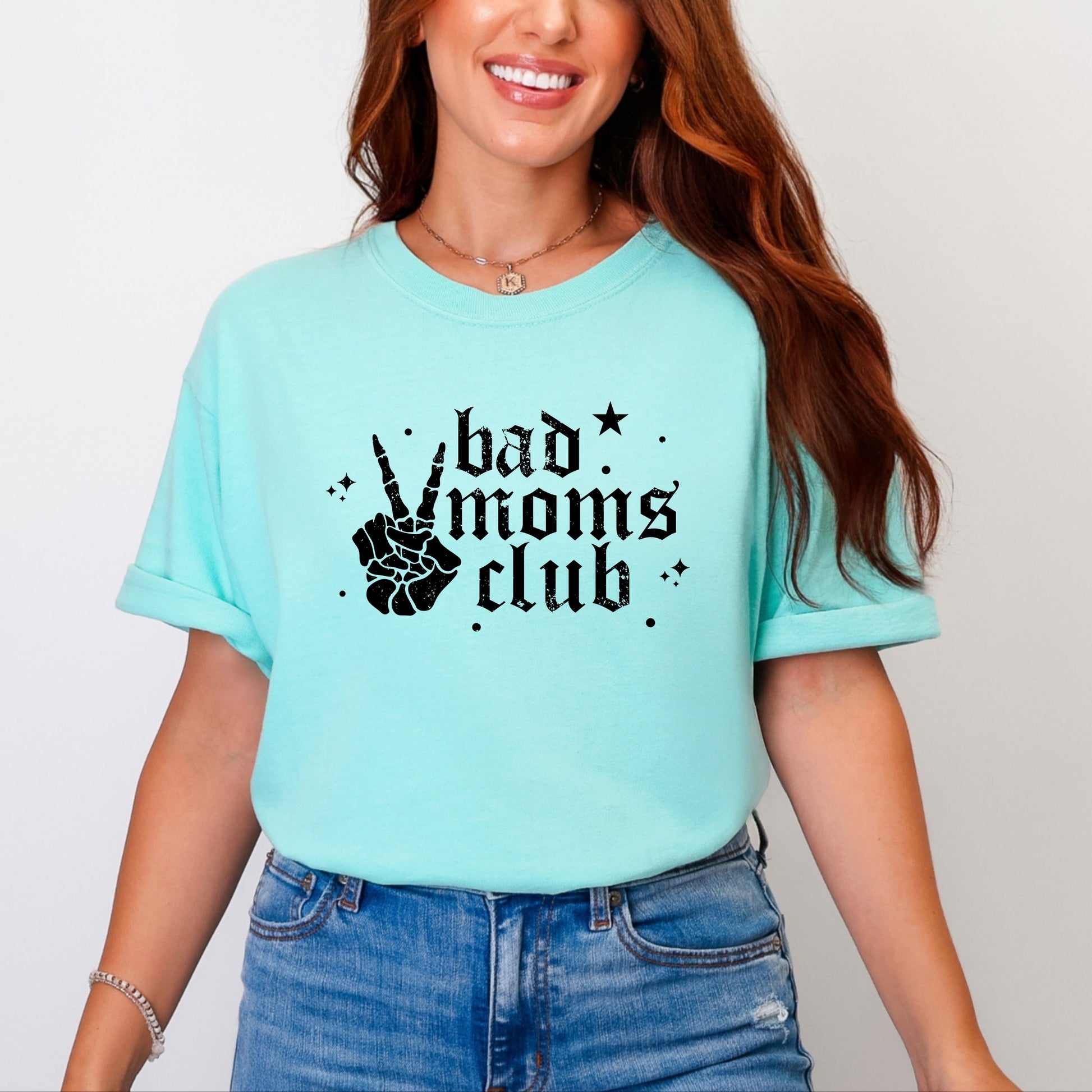 Bad Moms Club Skeleton - Women's Garment Dyed Graphic T-Shirt