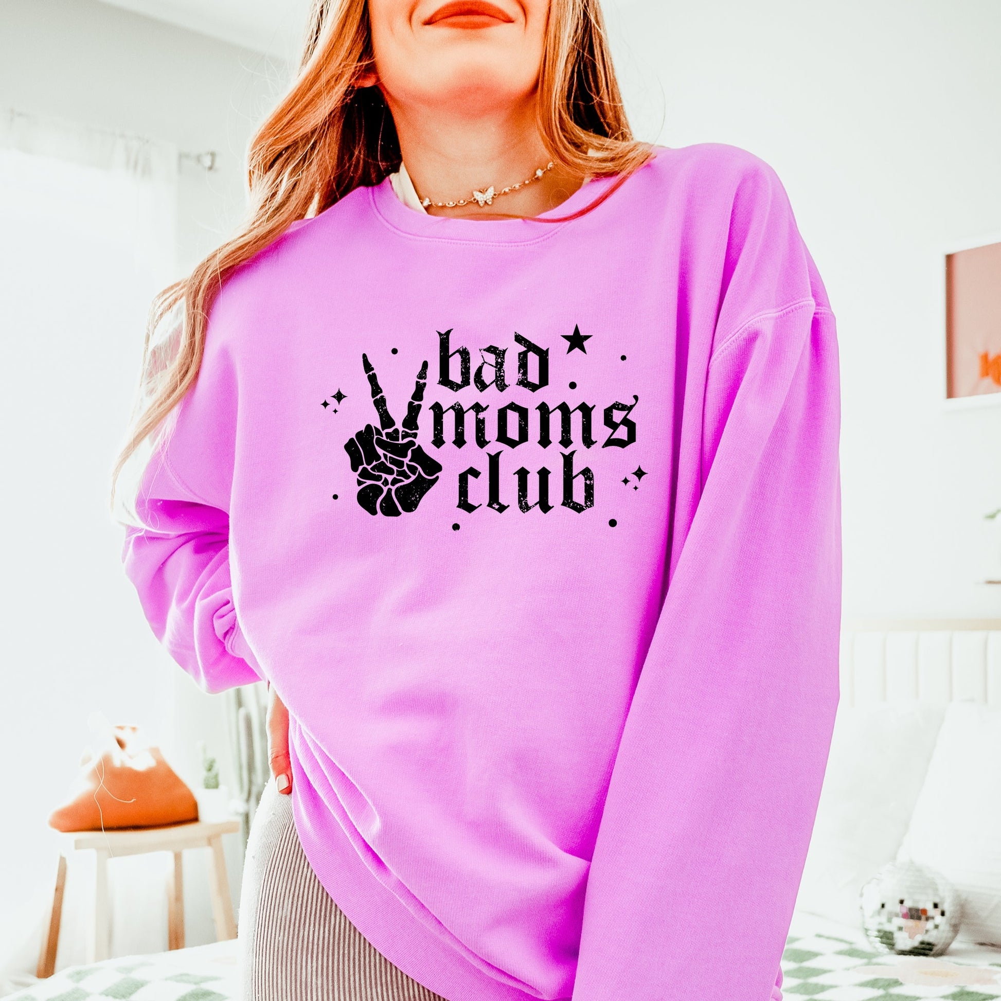 Bad Moms Club Skeleton - Women's Lightweight Garment Dyed Sweatshirt