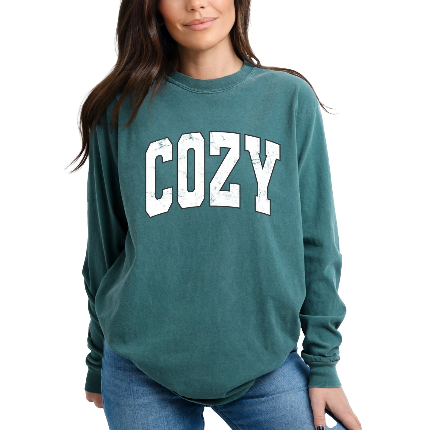 Cozy Worn Varsity - Women's Garment Dyed Long Sleeve
