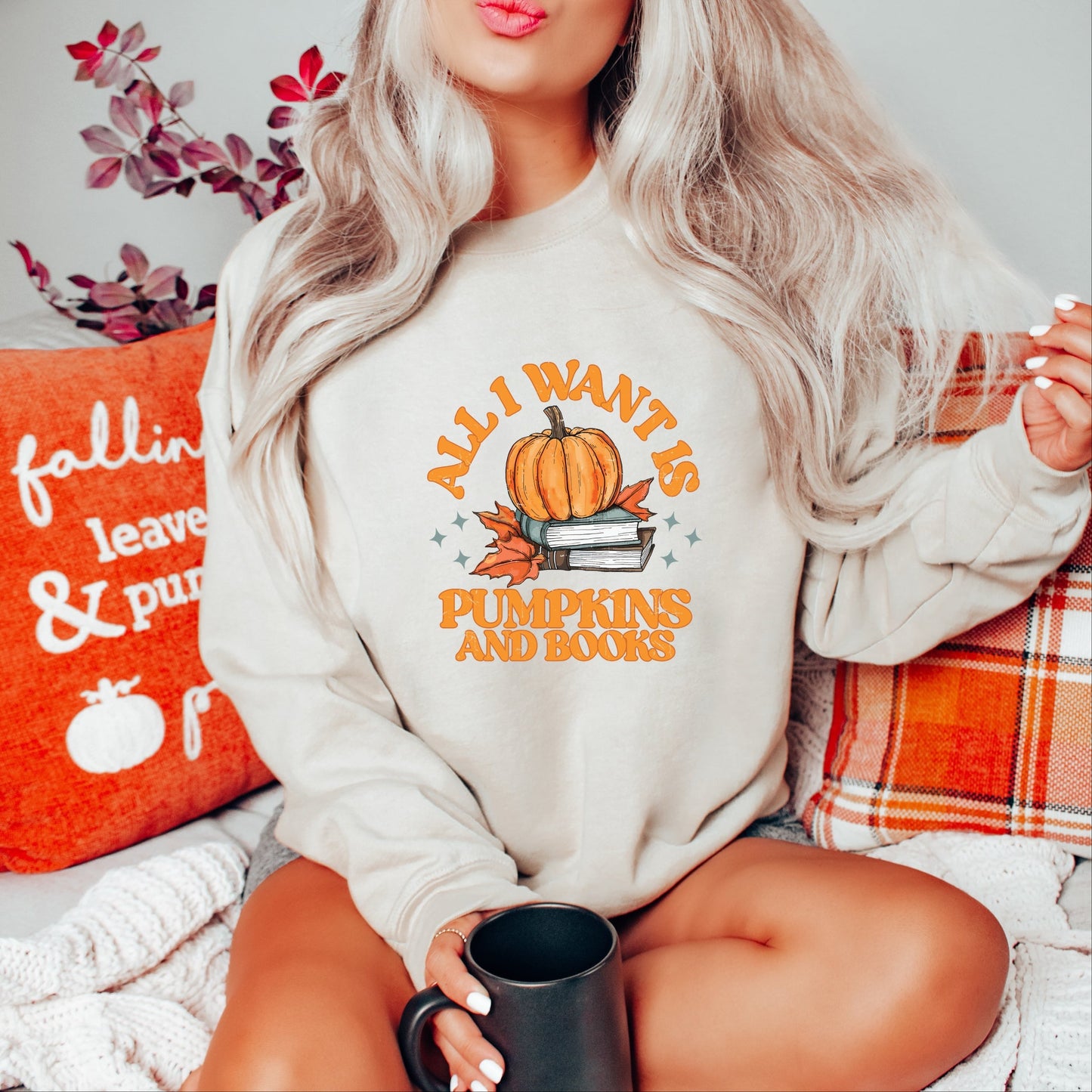 All I Want Is Pumpkins And Books - Women's Graphic Sweatshirt