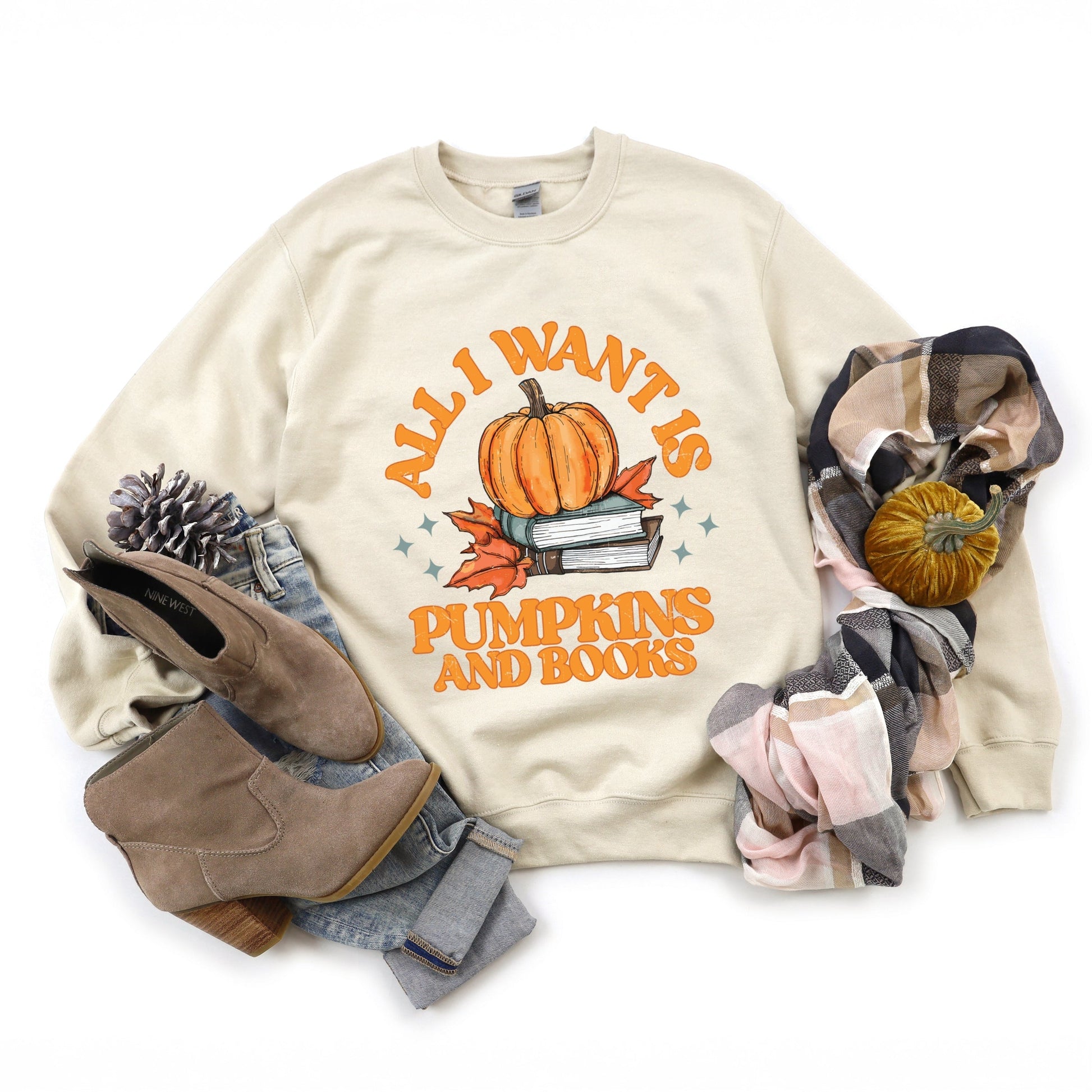 All I Want Is Pumpkins And Books - Women's Graphic Sweatshirt