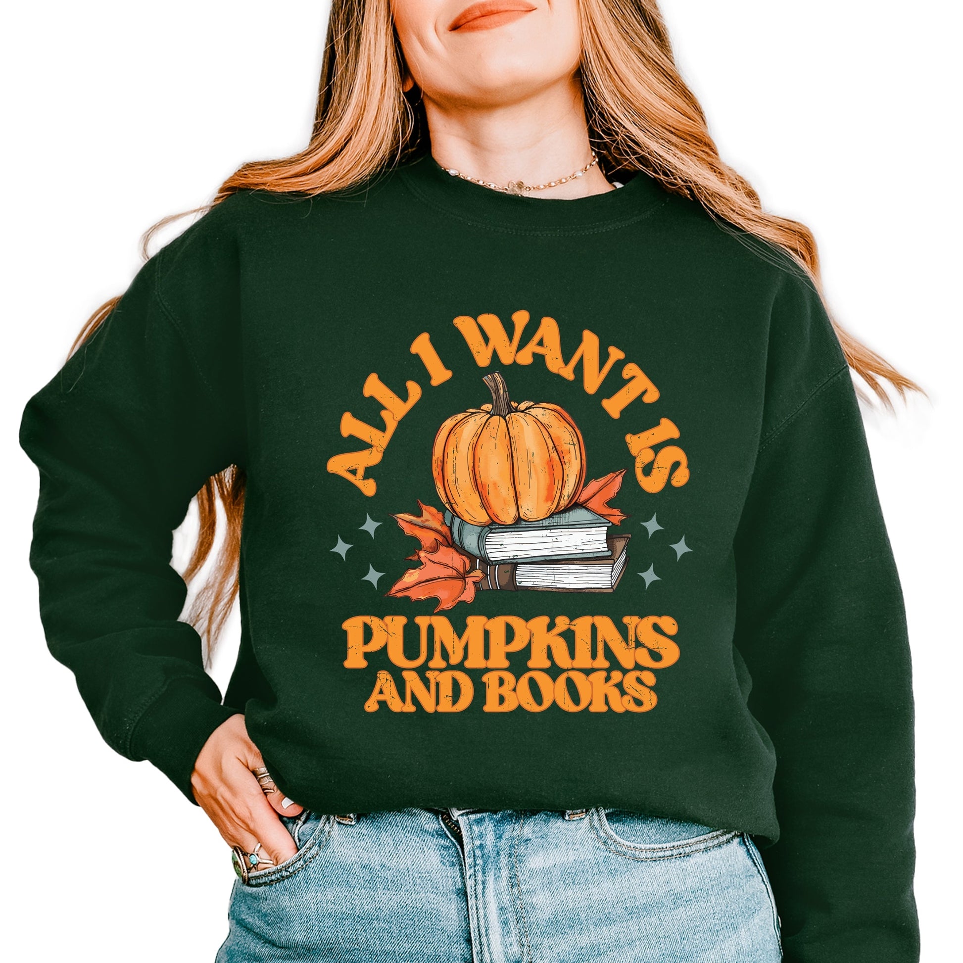 All I Want Is Pumpkins And Books - Women's Graphic Sweatshirt