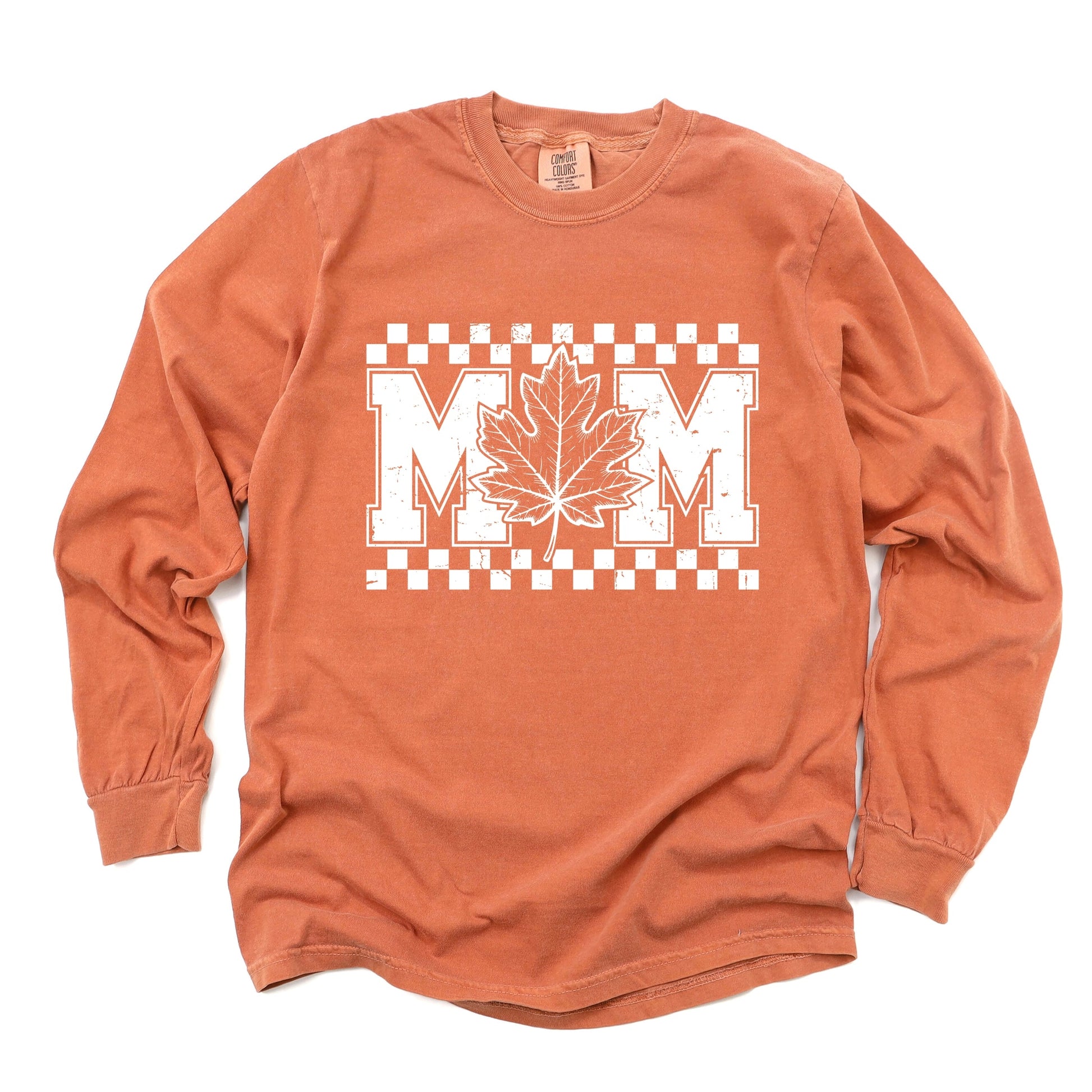 Mom Fall Leaf - Women's Garment Dyed Long Sleeve Graphic T-Shirt