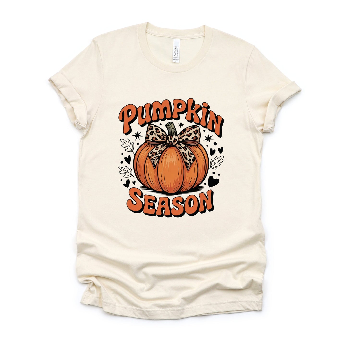 Coquette Pumpkin Season Leopard - Womens Short Sleeve Graphic T-Shirt