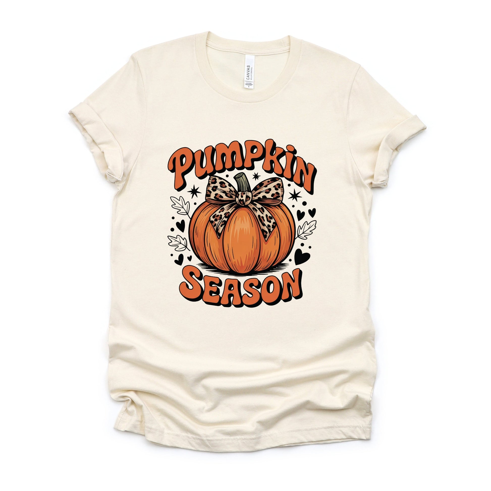Coquette Pumpkin Season Leopard - Womens Short Sleeve Graphic T-Shirt