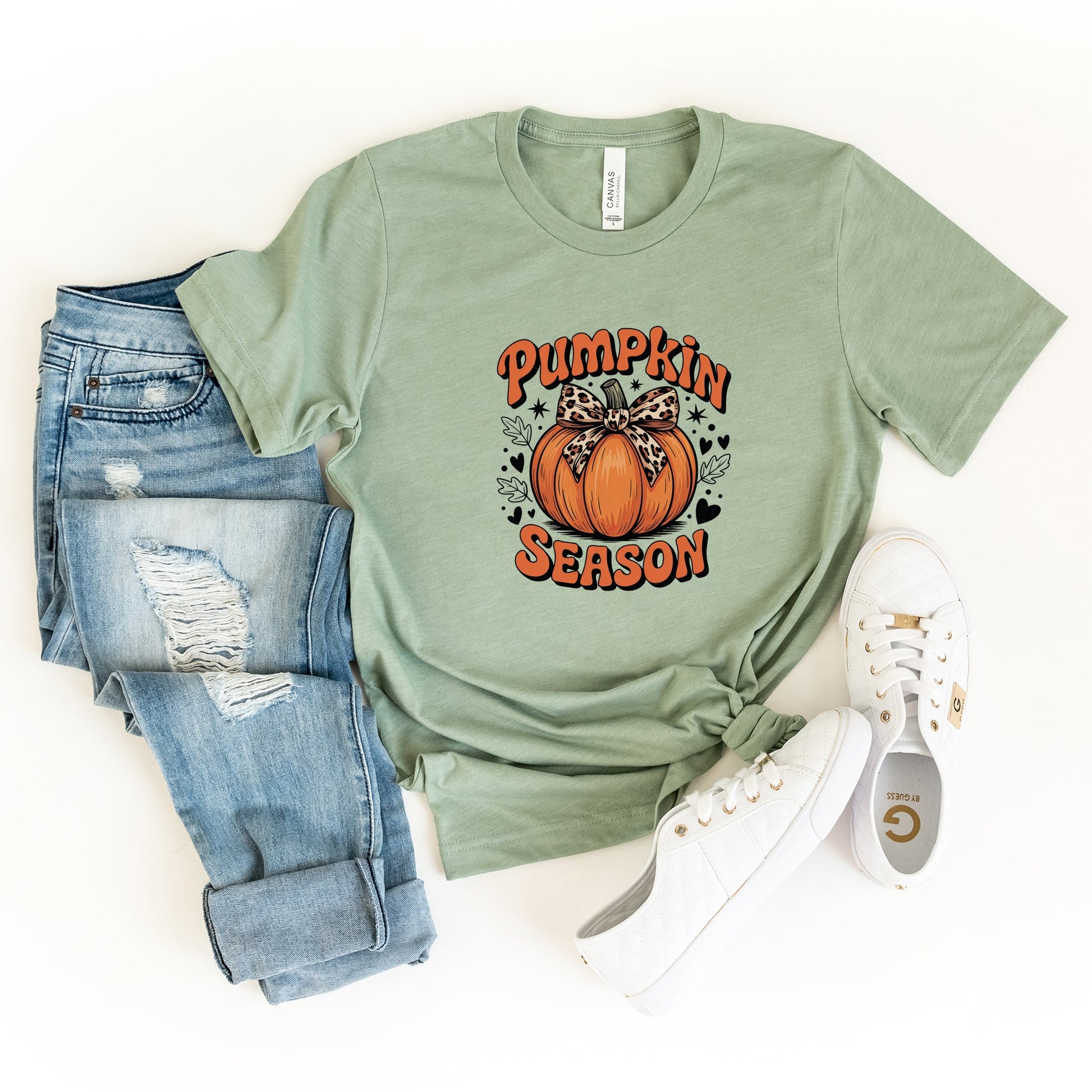 Coquette Pumpkin Season Leopard - Womens Short Sleeve Graphic T-Shirt