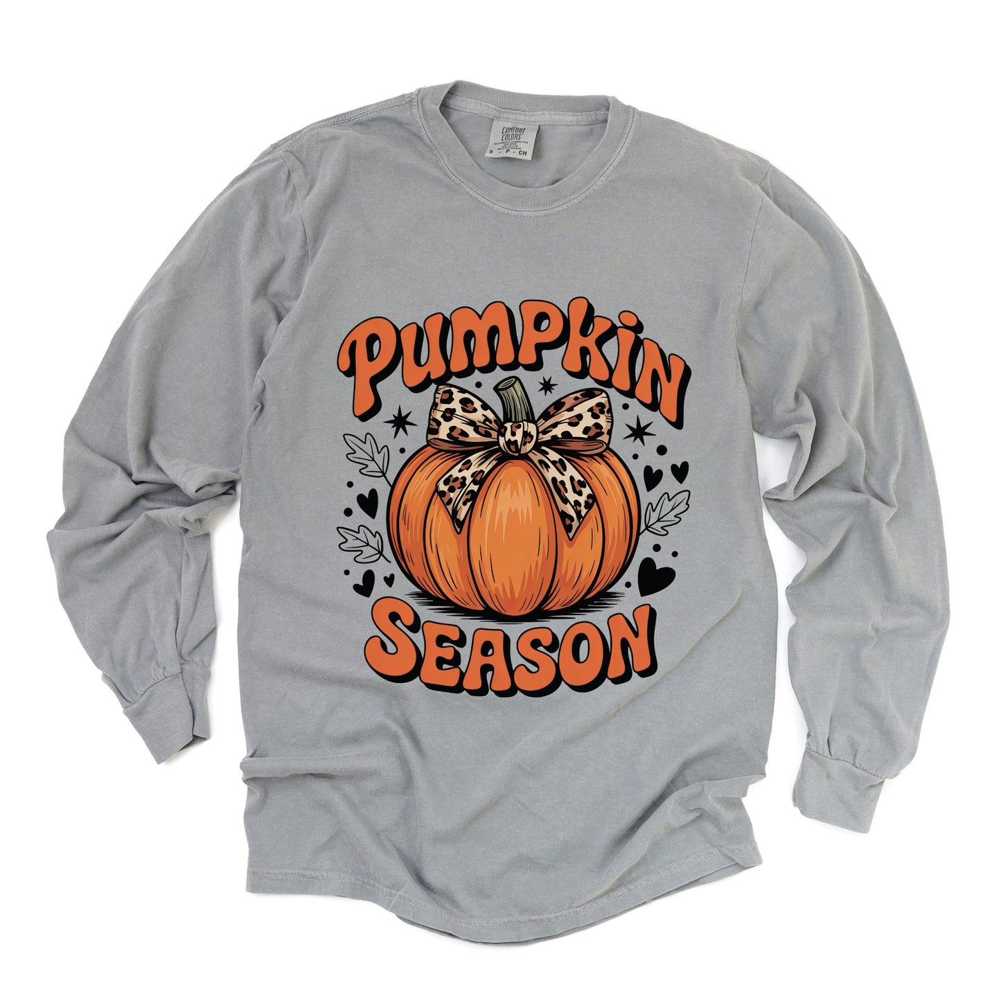 Coquette Pumpkin Season Leopard - Women's Garment Dyed Long Sleeve Graphic T-Shirt