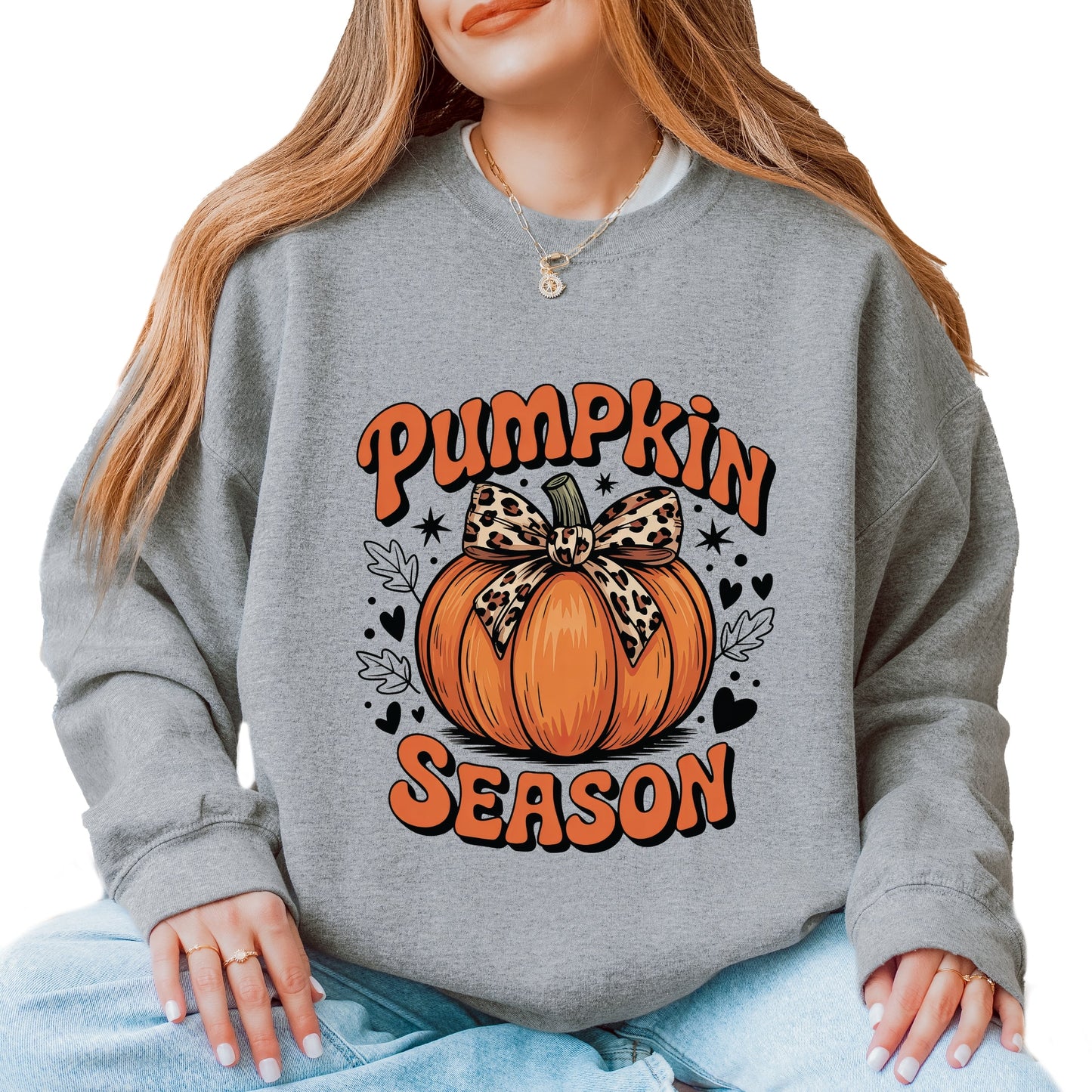 Coquette Pumpkin Season Leopard -  Womens Graphic Sweatshirt