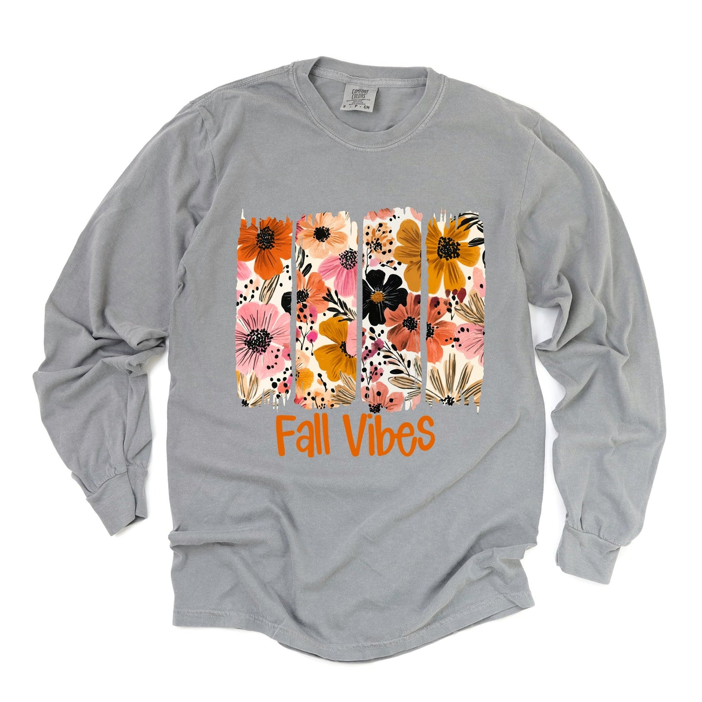 Fall Vibes Floral - Women's Garment Dyed Long Sleeve Graphic T-Shirt