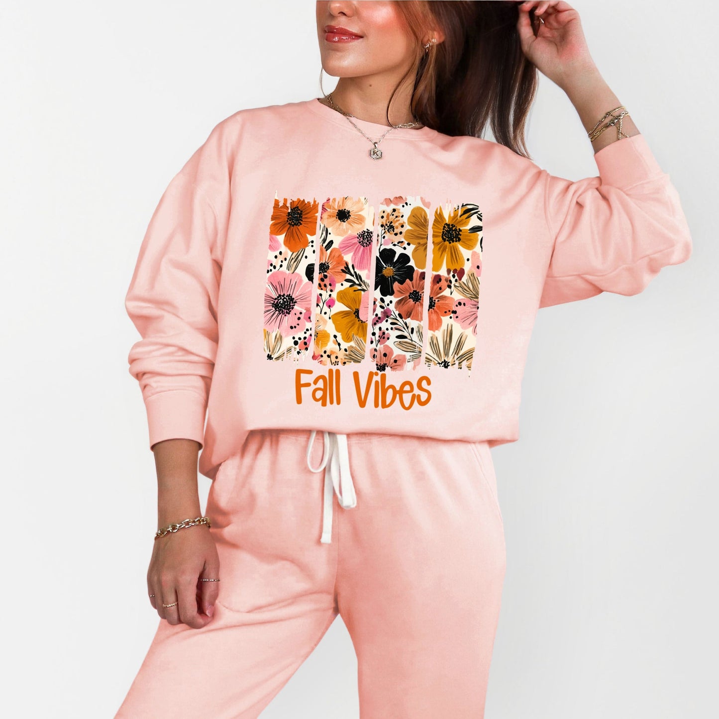 Fall Vibes Floral - Women's Lightweight Garment Dyed Sweatshirt