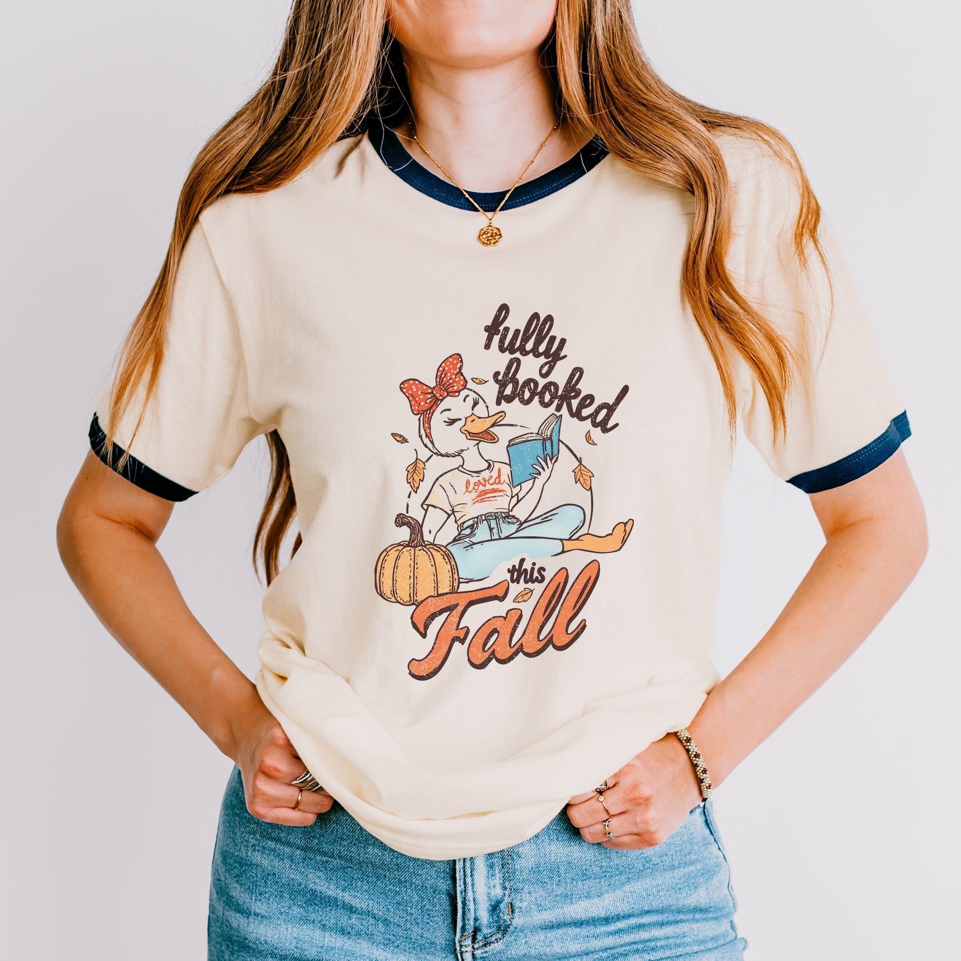 Fully Booked This Fall - Women's Ringer Graphic T-Shirt