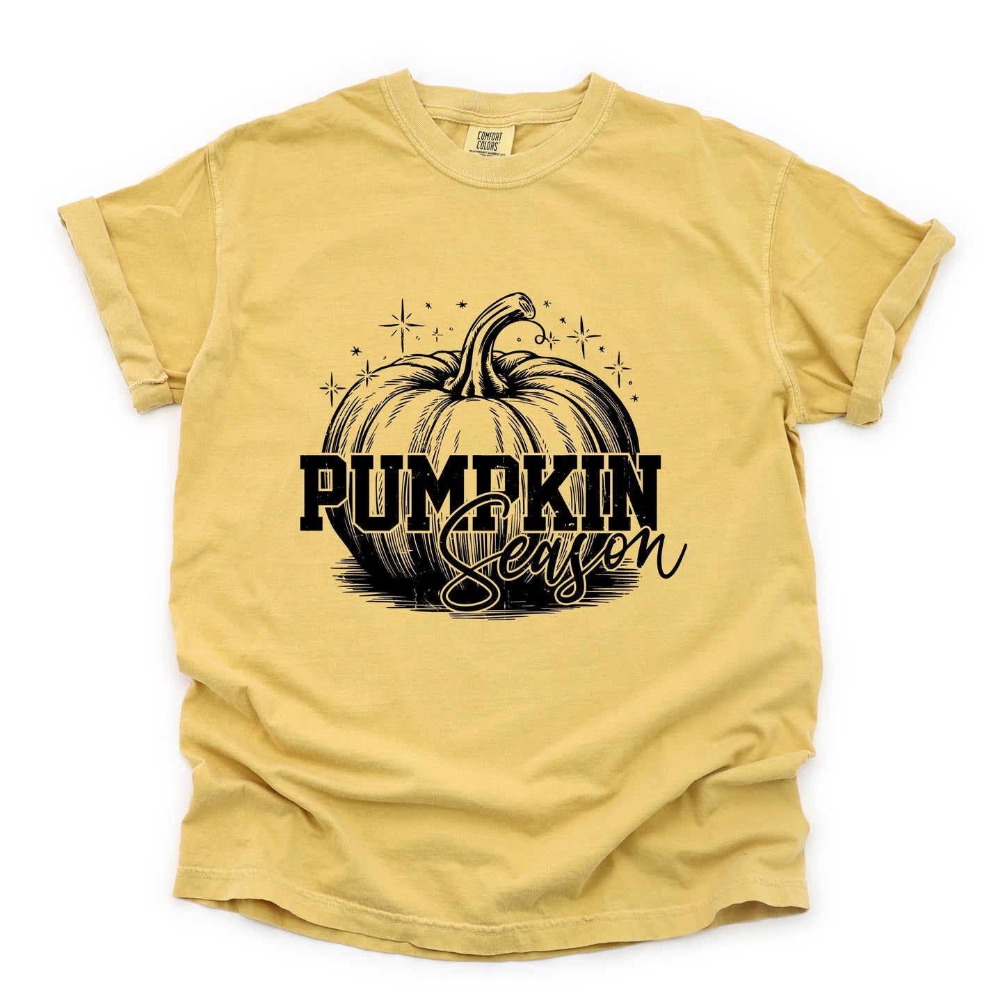 Pumpkin Season Sparkles Distressed - Women's Garment Dyed Graphic T-Shirt