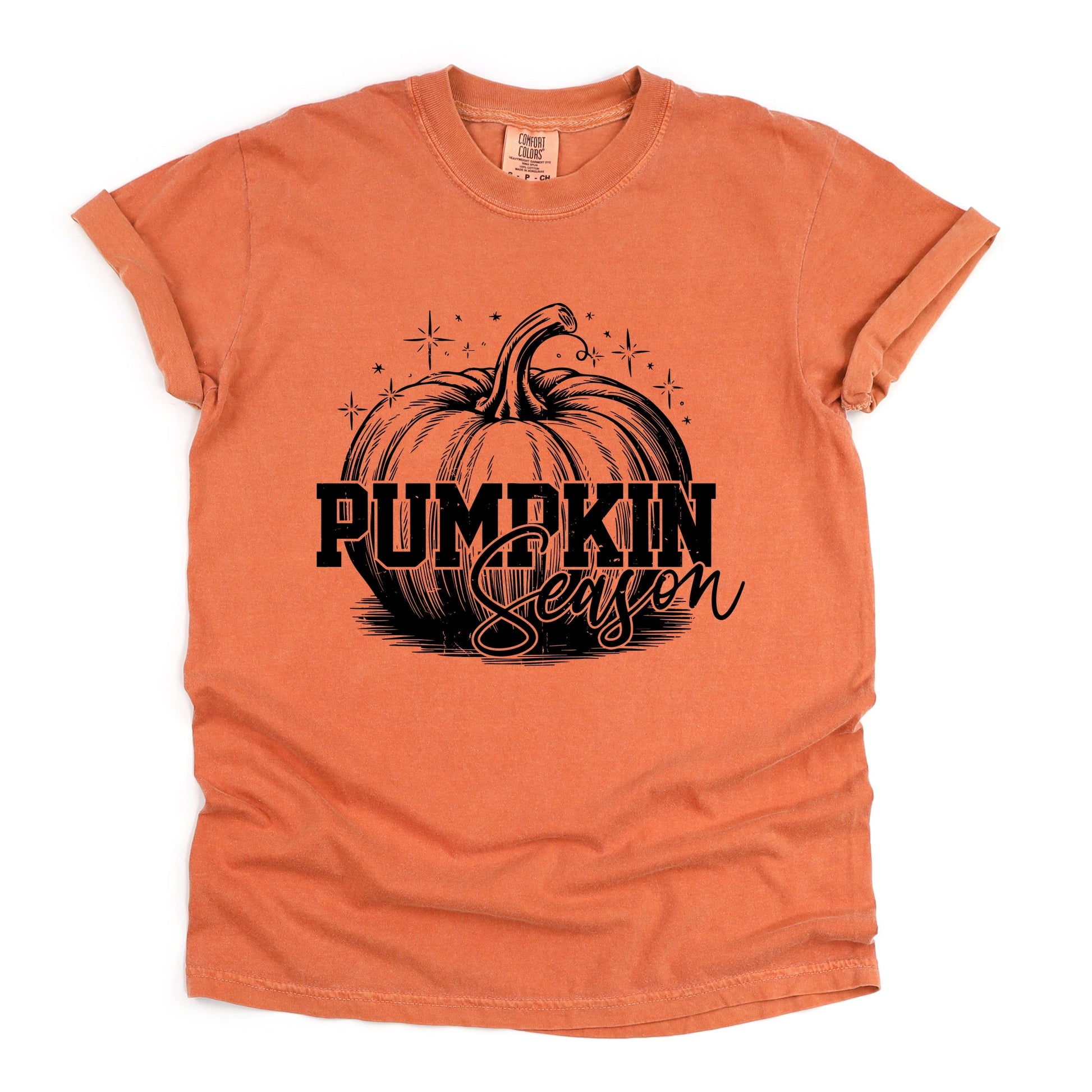 Pumpkin Season Sparkles Distressed - Women's Garment Dyed Graphic T-Shirt