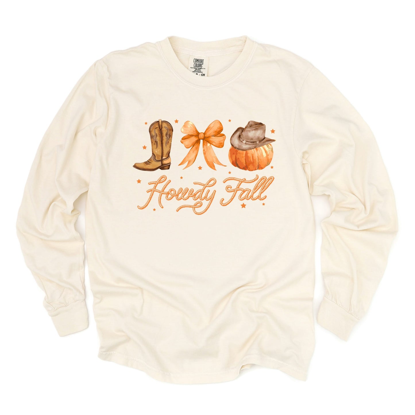 Coquette Howdy Fall - Women's Garment Dyed Long Sleeve Graphic T-Shirt