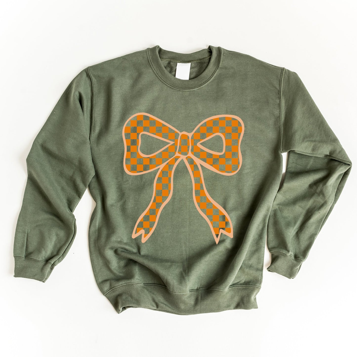 Coquette Orange Checker Bow - Women's Graphic Sweatshirt