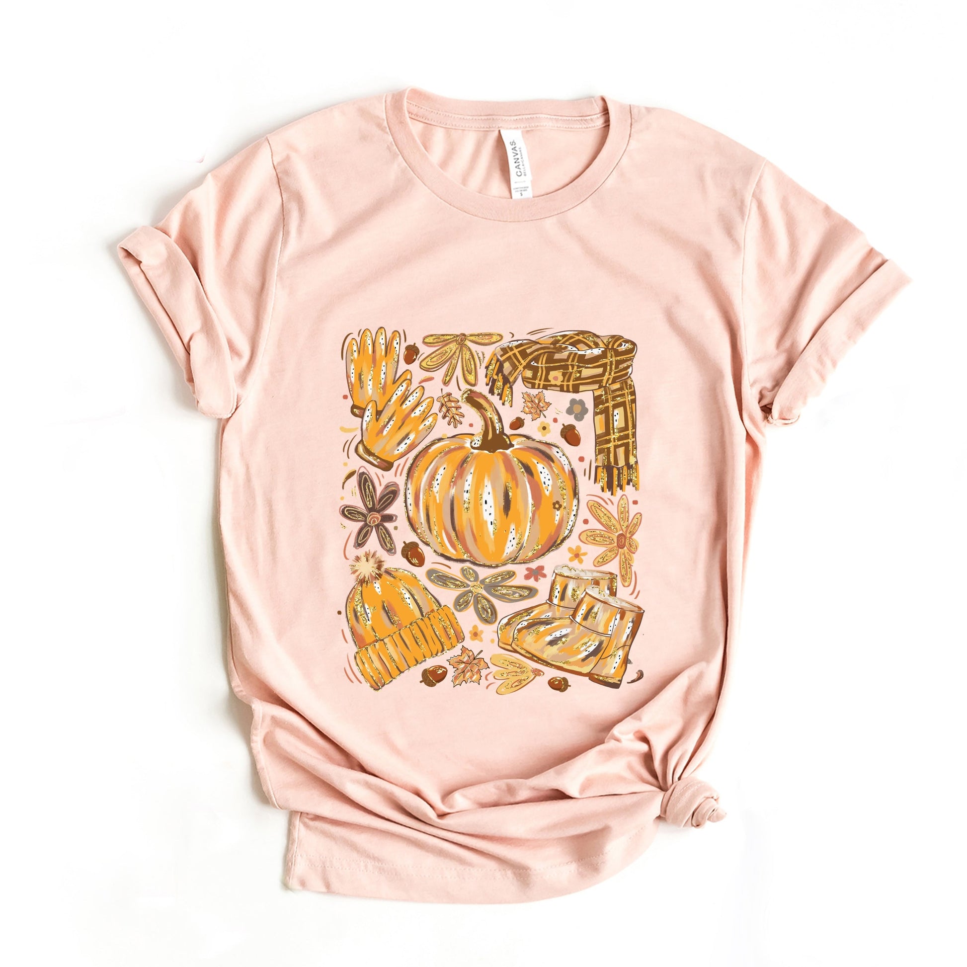 Fall Pumpkin Collage Glitter - Women's Short Sleeve Graphic T-Shirt