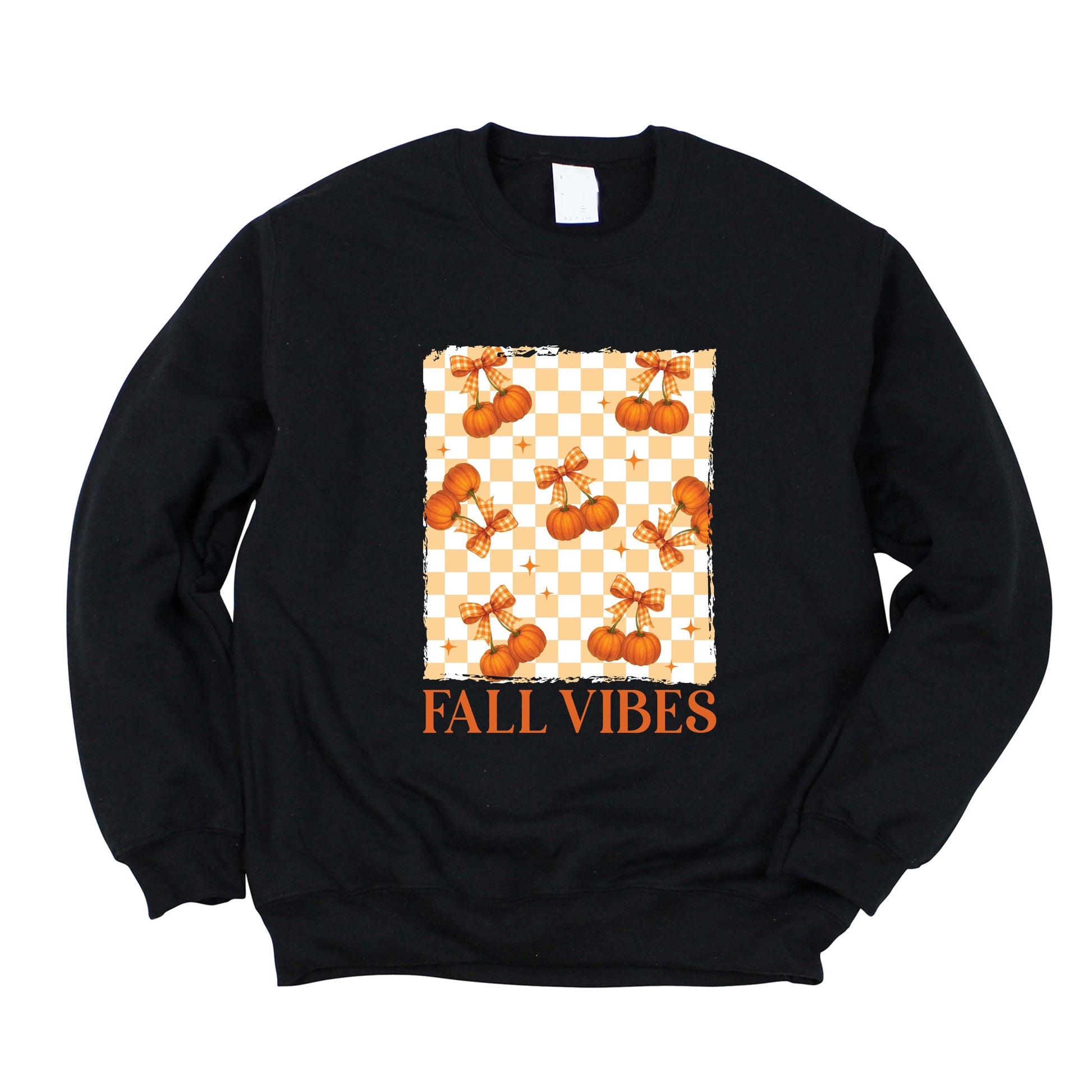 Fall Vibes Checked Pumpkins - Women's Graphic Sweatshirt