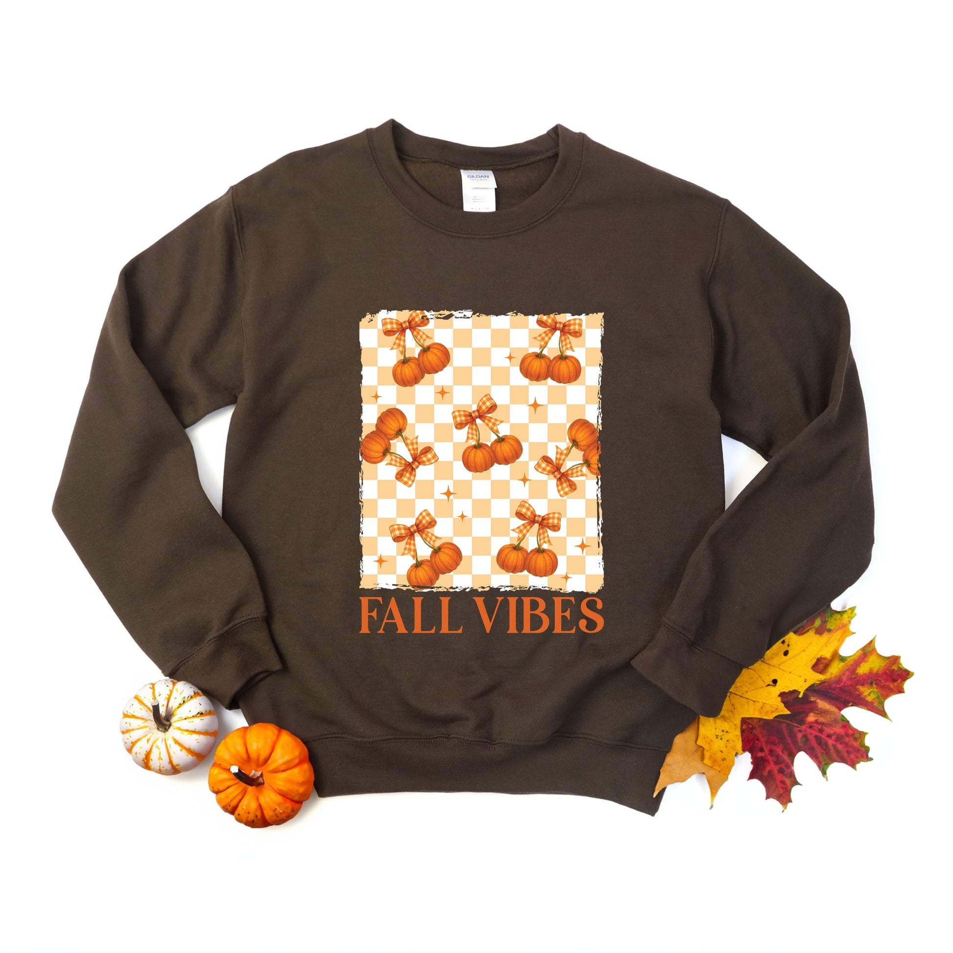 Fall Vibes Checked Pumpkins - Women's Graphic Sweatshirt