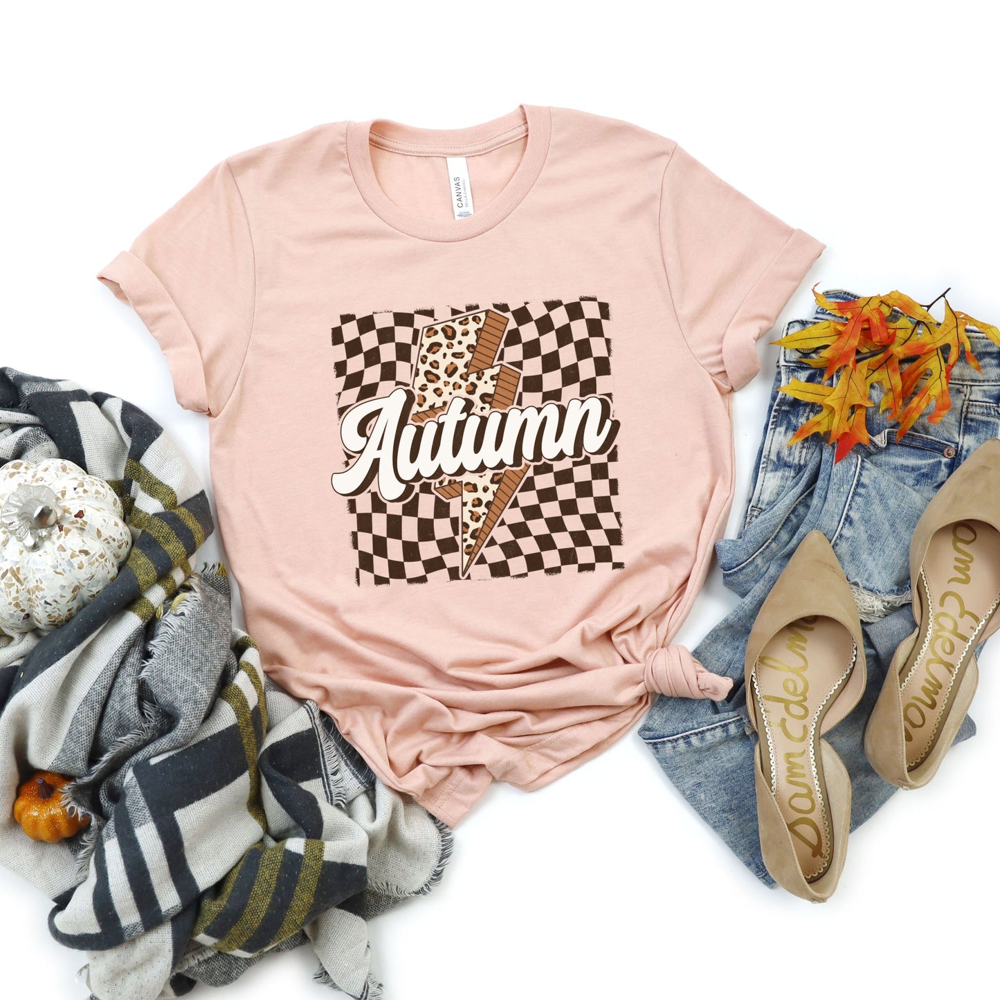 Autumn Lightning Checkered - Women's Short Sleeve Graphic T-Shirt