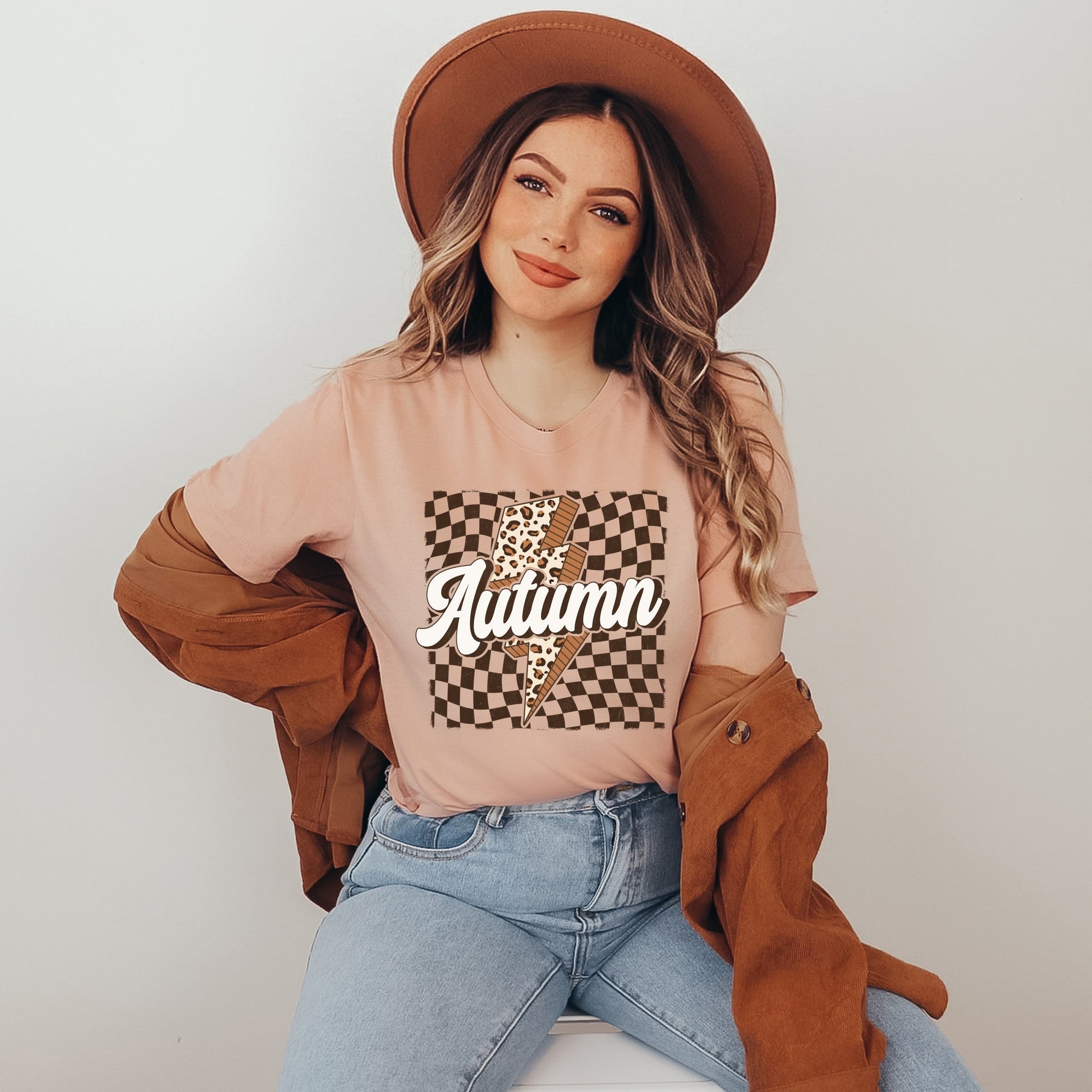 Autumn Lightning Checkered - Women's Short Sleeve Graphic T-Shirt