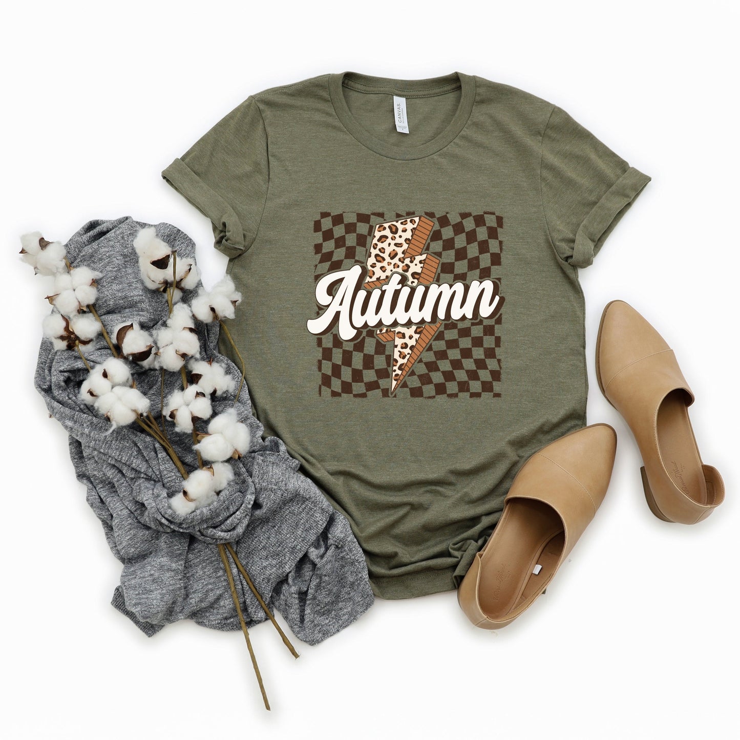 Autumn Lightning Checkered - Women's Short Sleeve Graphic T-Shirt