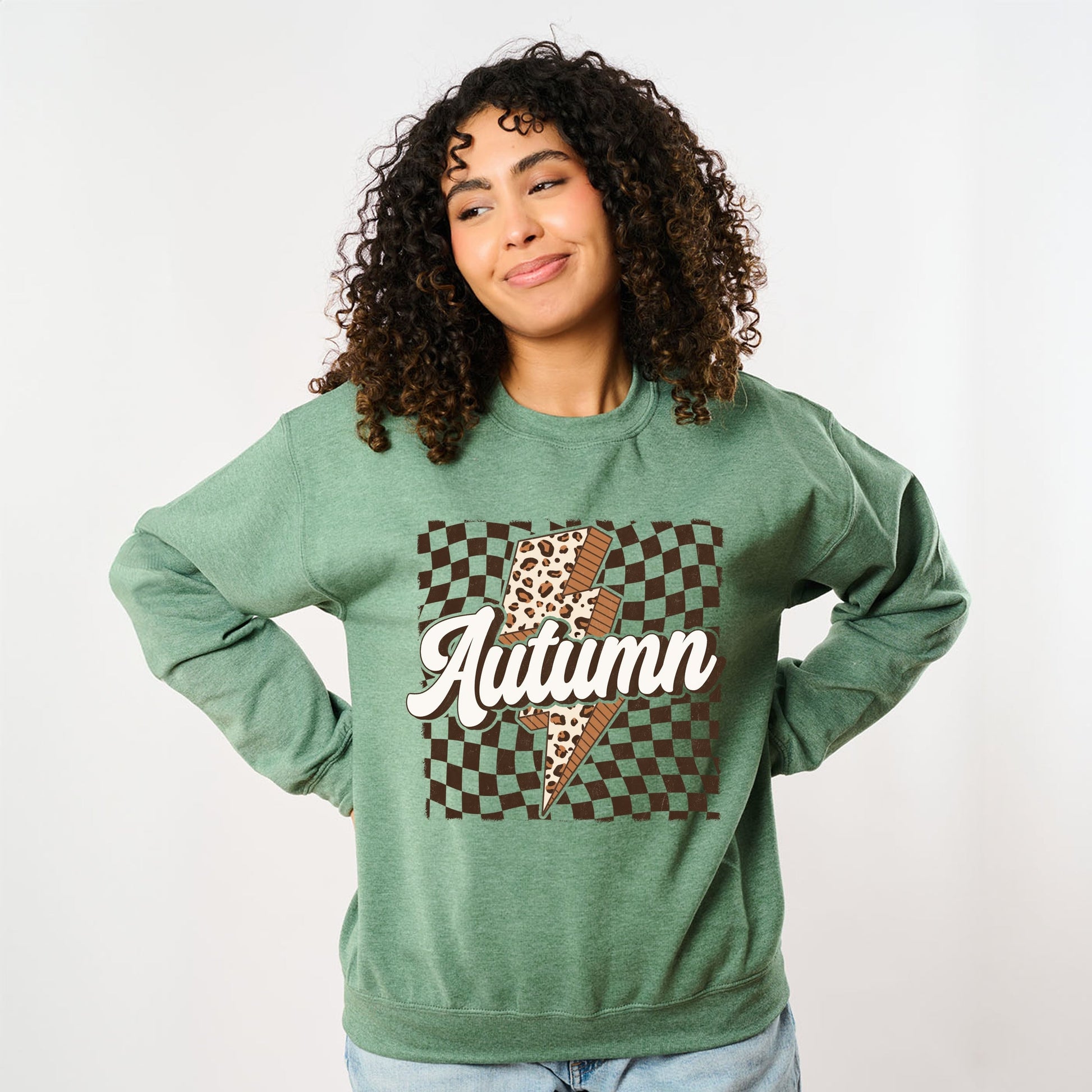 Autumn Lightning Checkered - Women's Graphic Sweatshirt