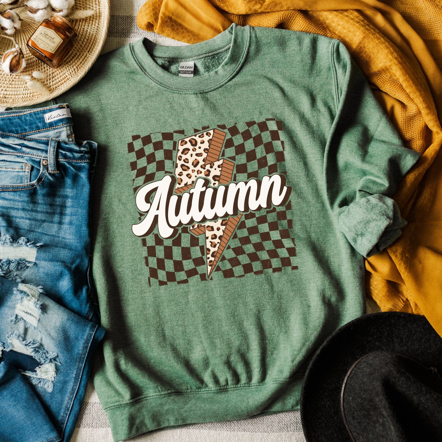 Autumn Lightning Checkered - Women's Graphic Sweatshirt
