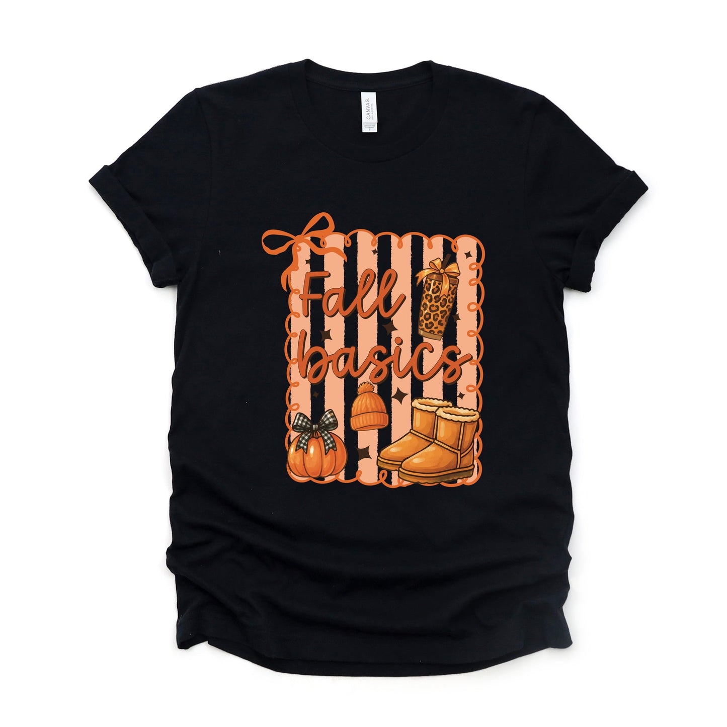 Fall Basics Boots Striped - Women's Short Sleeve Graphic T-Shirt