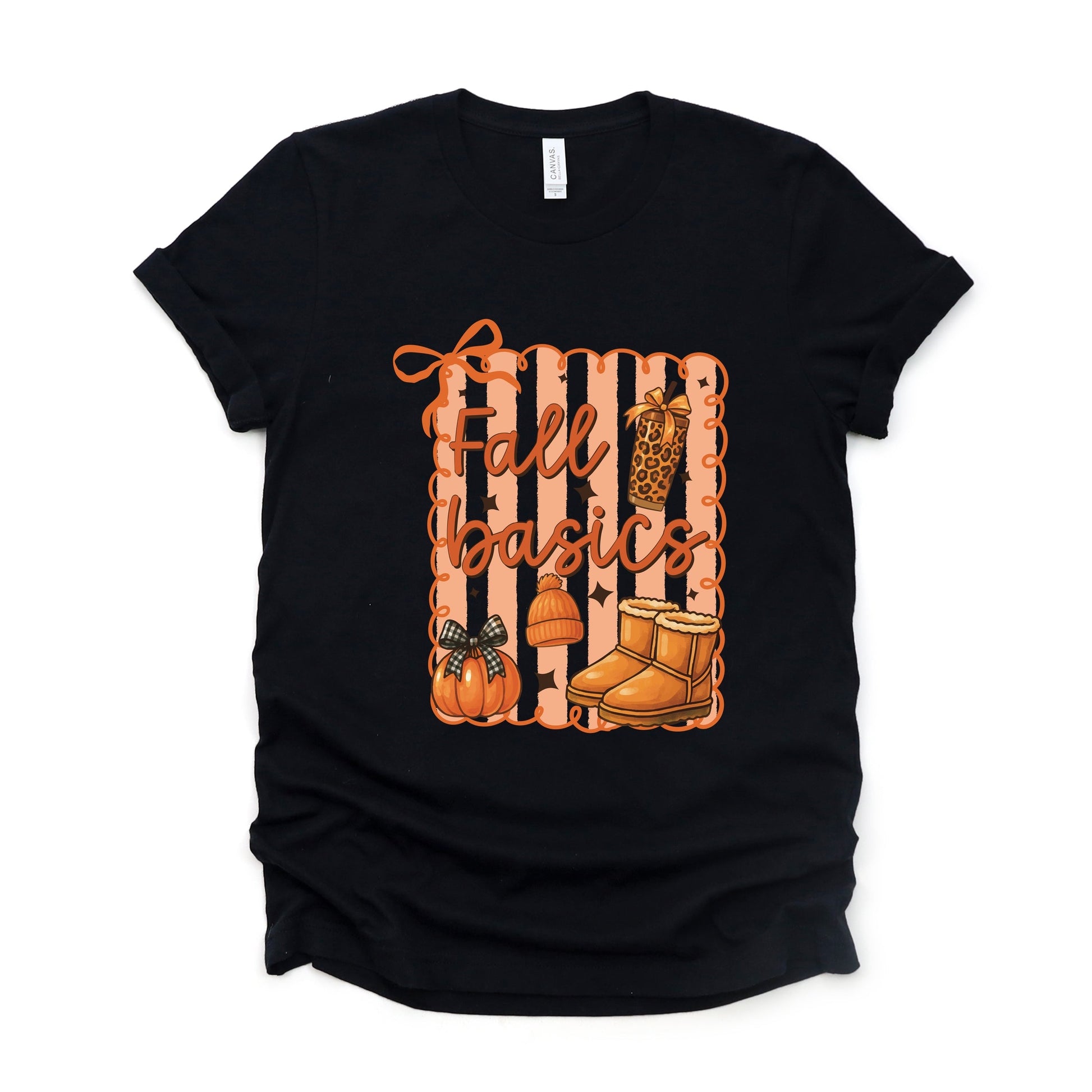 Fall Basics Boots Striped - Women's Short Sleeve Graphic T-Shirt