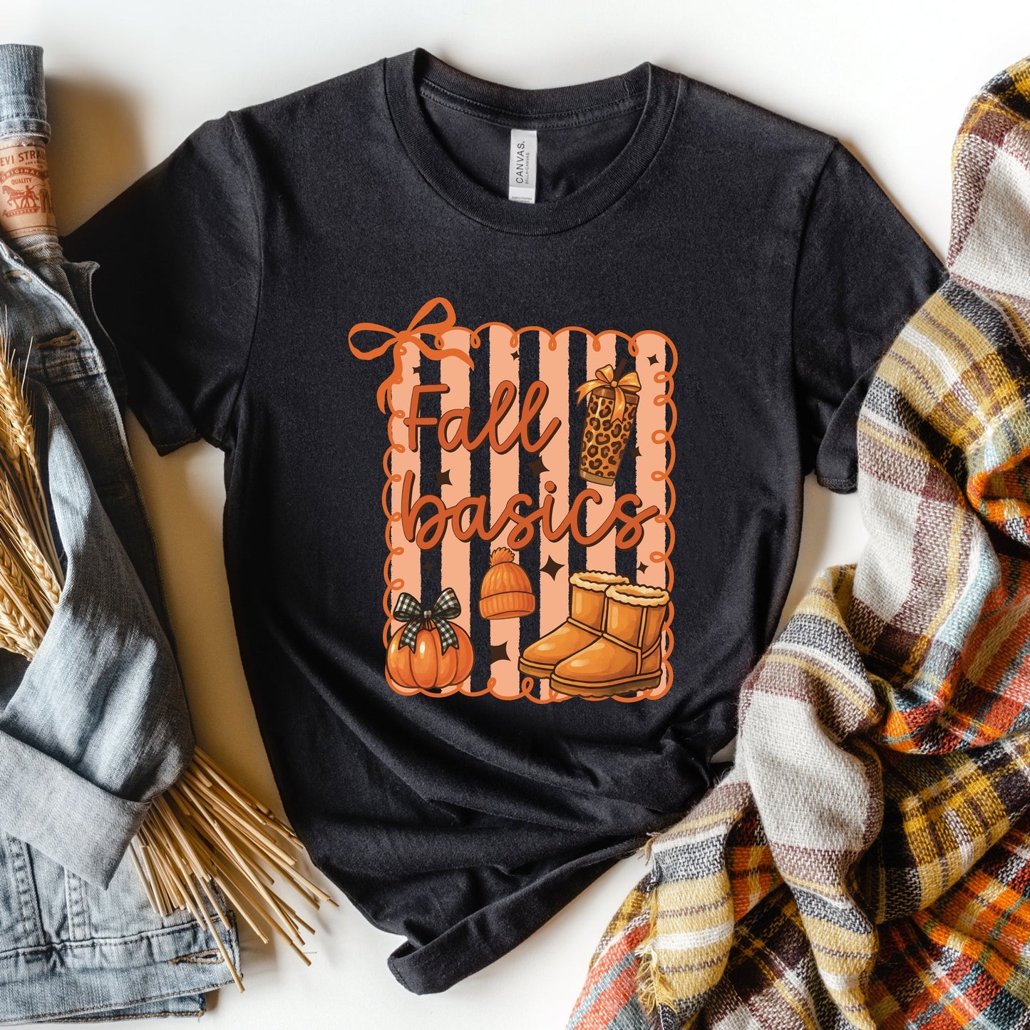 Fall Basics Boots Striped - Women's Short Sleeve Graphic T-Shirt