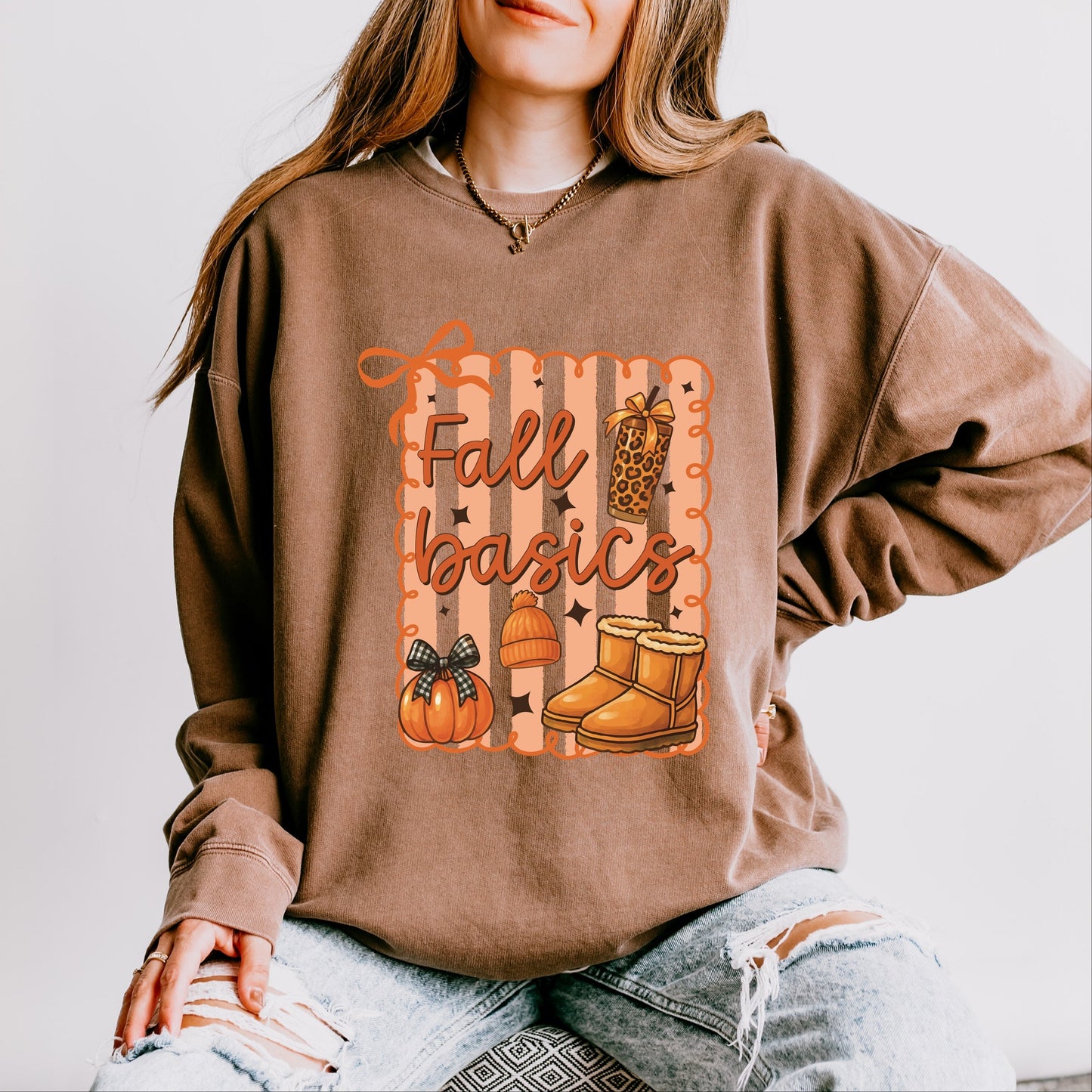 Fall Basics Boots Striped - Women's Lightweight Garment Dyed Sweatshirt