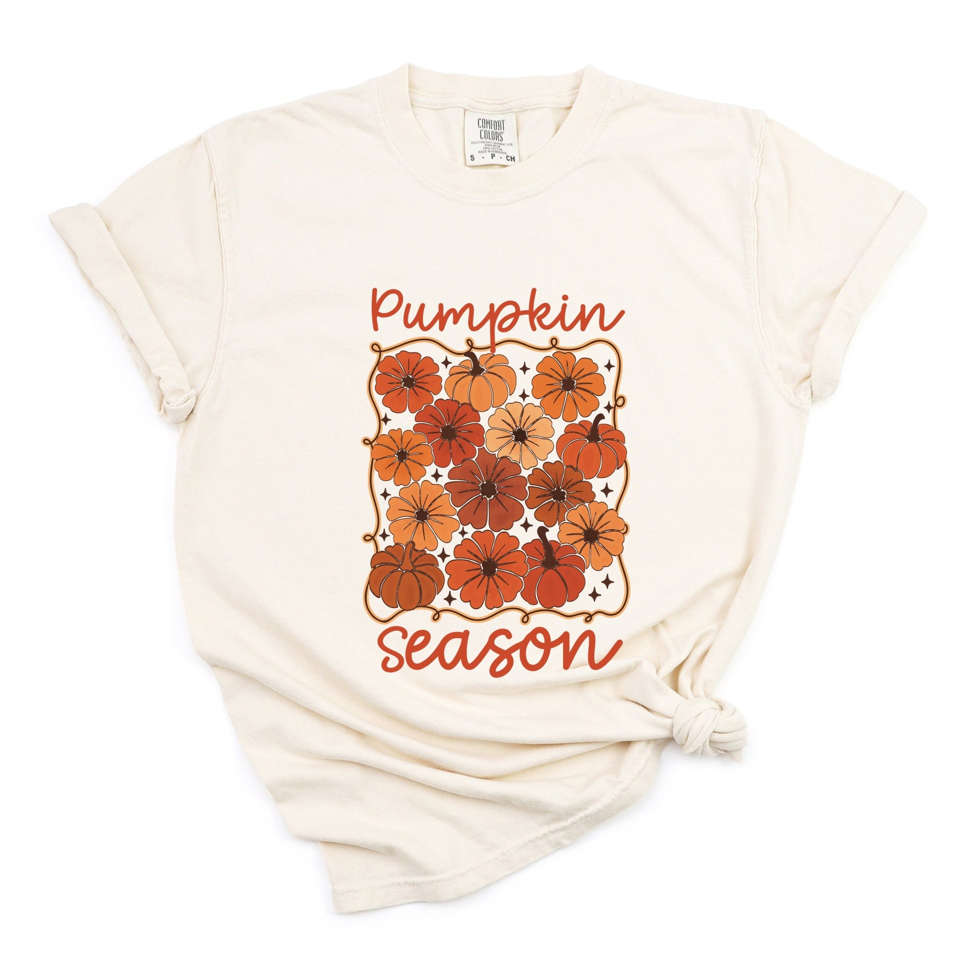 Pumpkin Season Floral - Women's Garment Dyed Graphic T-Shirt