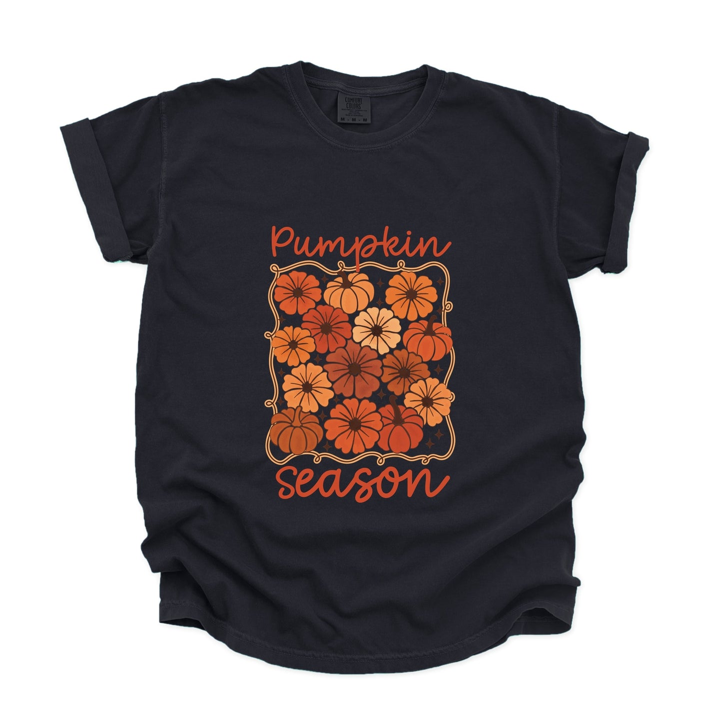 Pumpkin Season Floral - Women's Garment Dyed Graphic T-Shirt