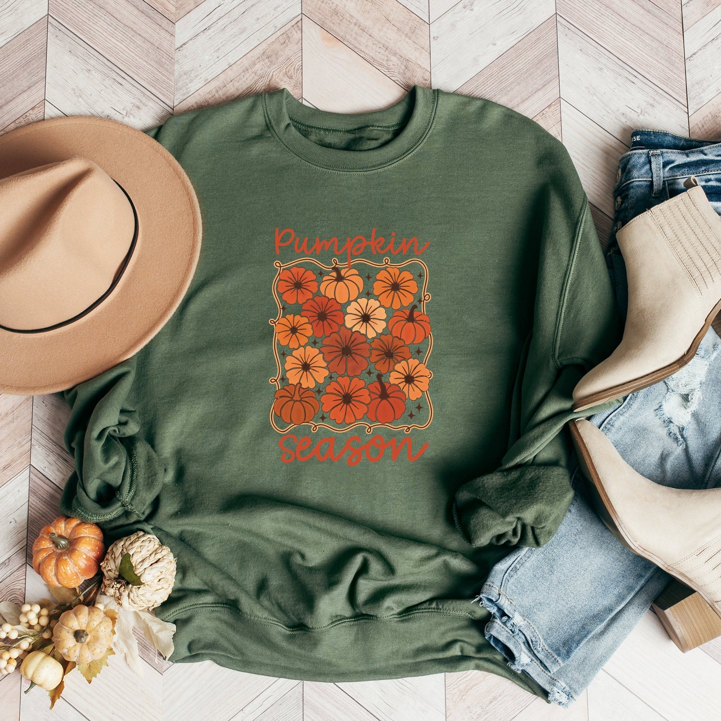Pumpkin Season Floral - Women's Graphic Sweatshirt