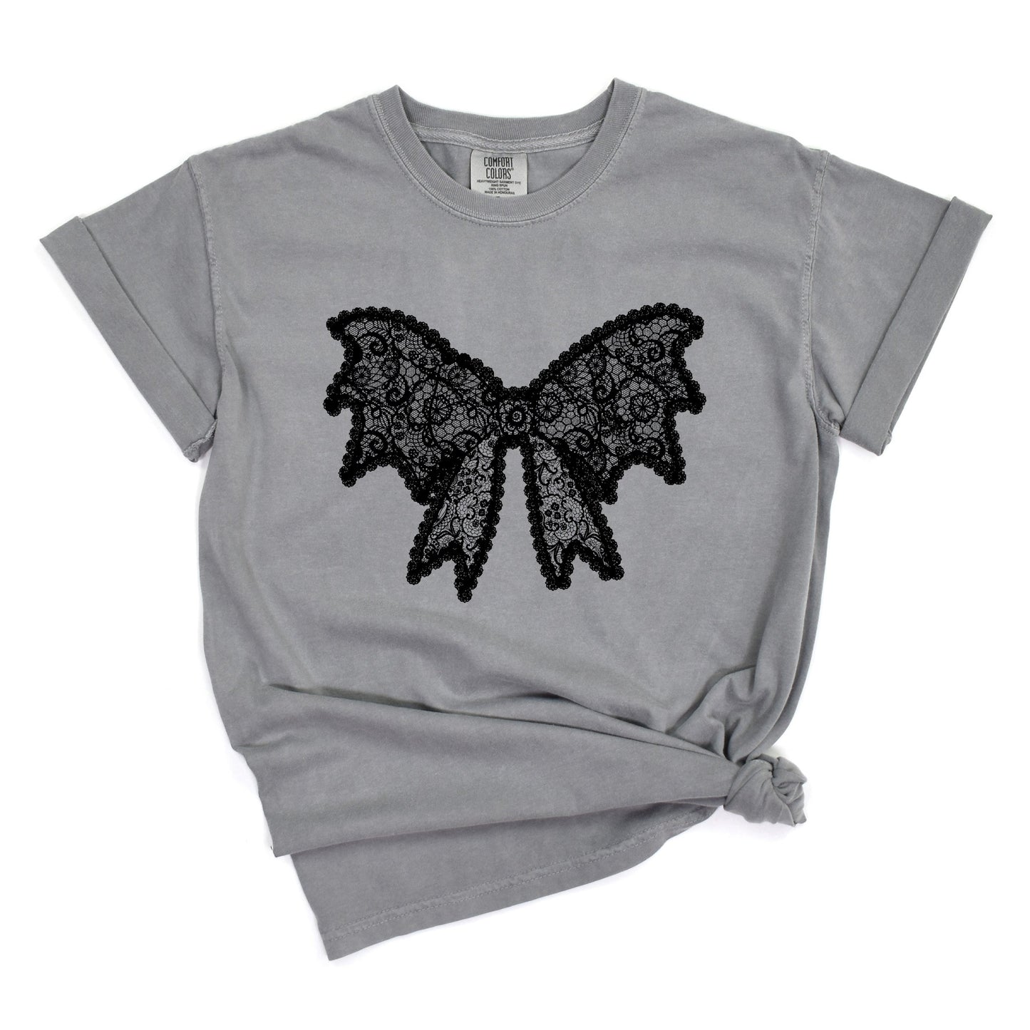 Lace Bow - Women's Garment Dyed Graphic T-Shirt