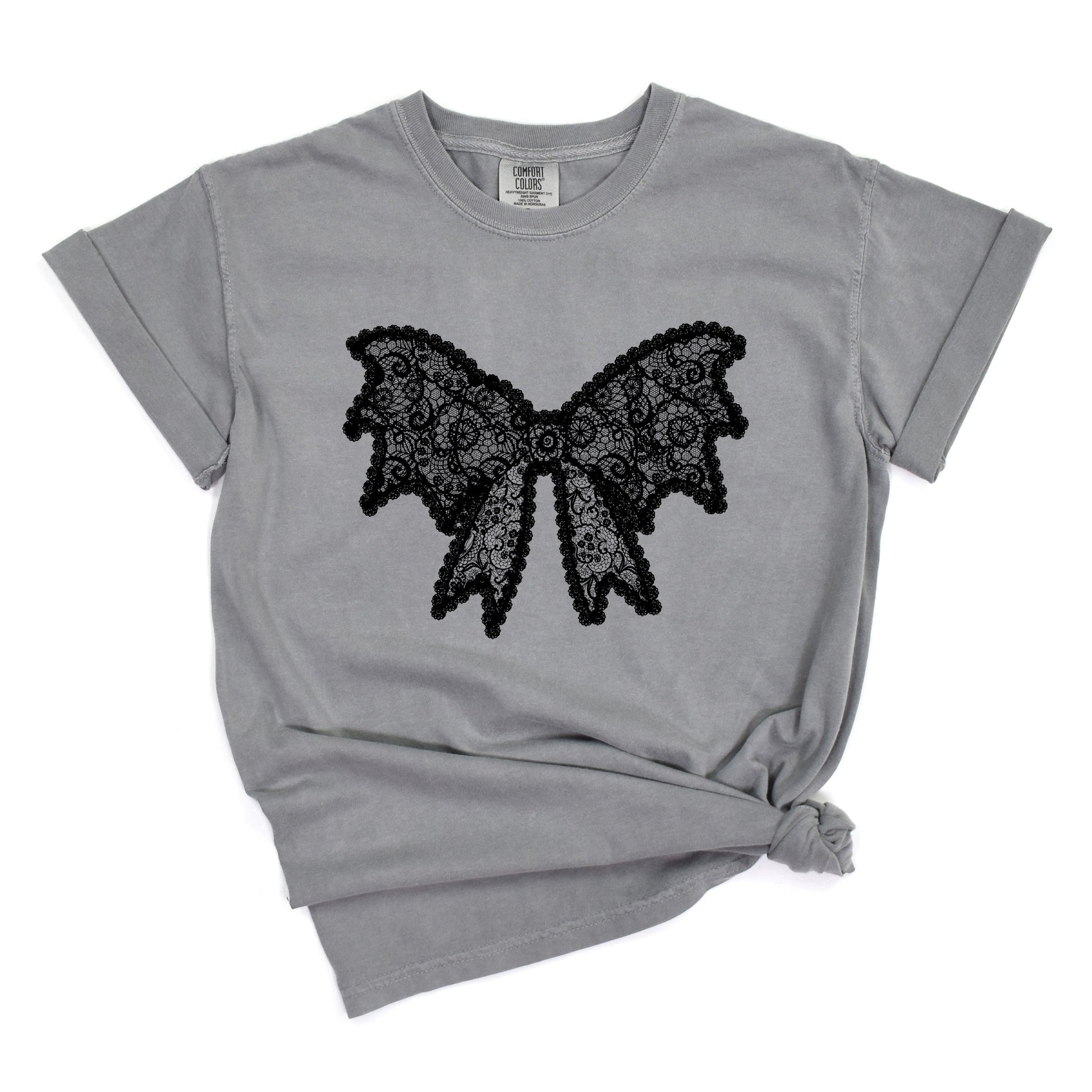 Lace Bow - Women's Garment Dyed Graphic T-Shirt