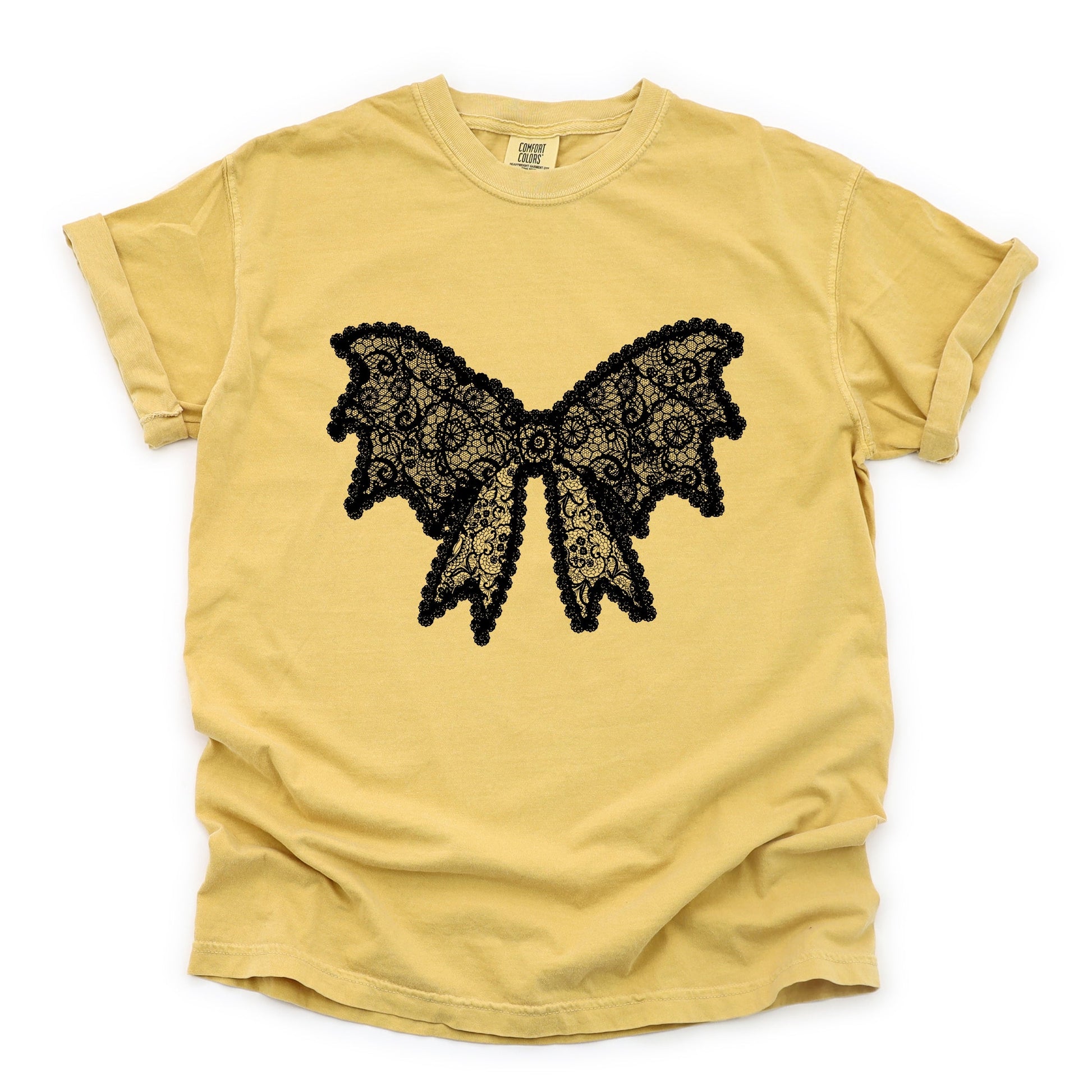 Lace Bow - Women's Garment Dyed Graphic T-Shirt