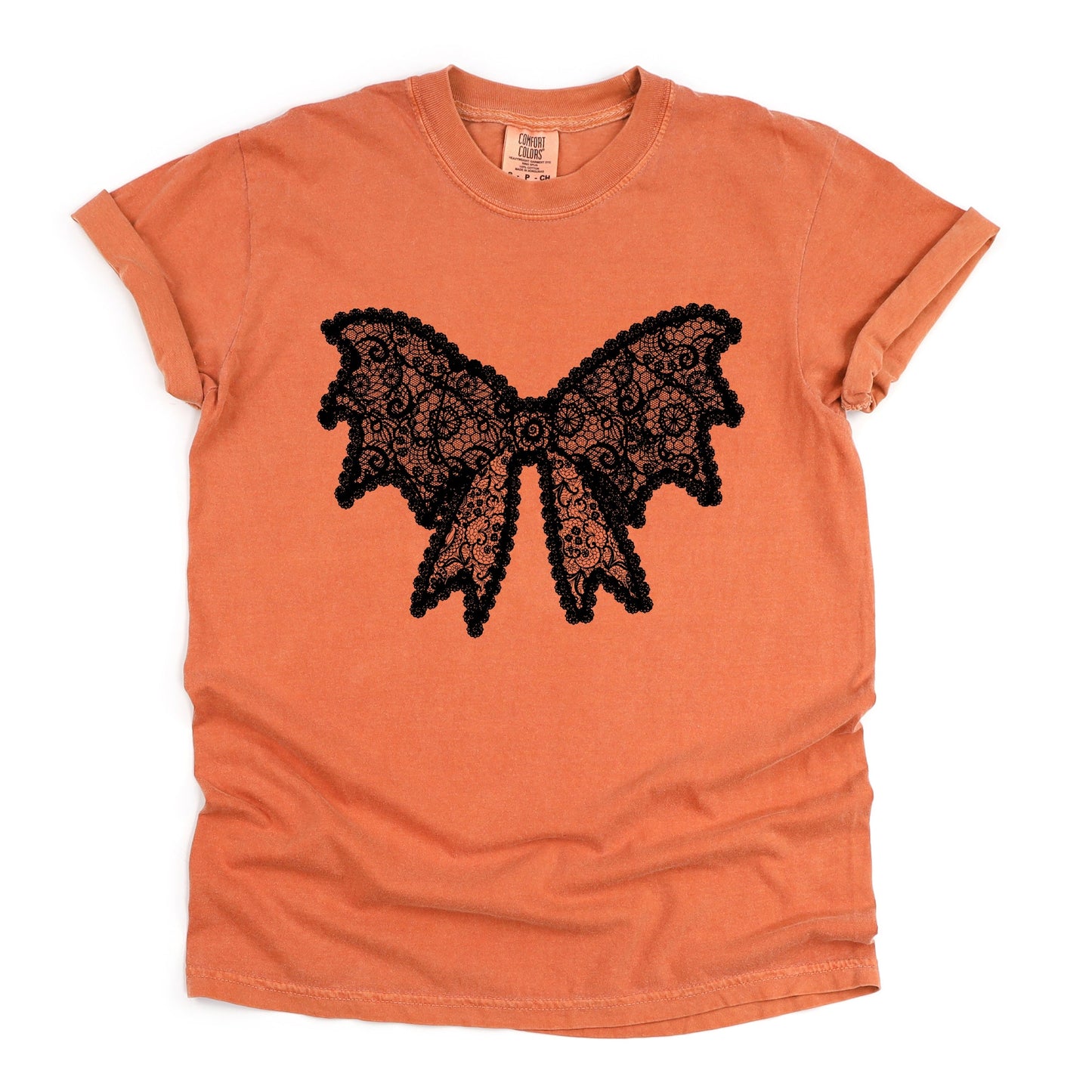 Lace Bow - Women's Garment Dyed Graphic T-Shirt