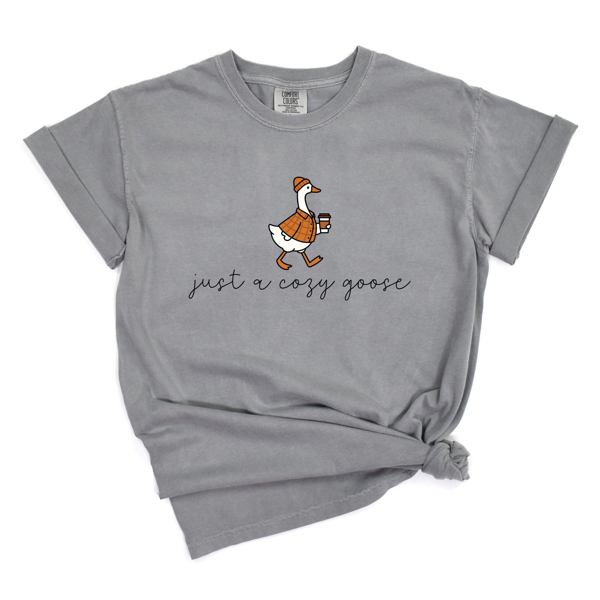 Just A Cozy Goose Plaid - Women's Garment Dyed Graphic T-Shirt