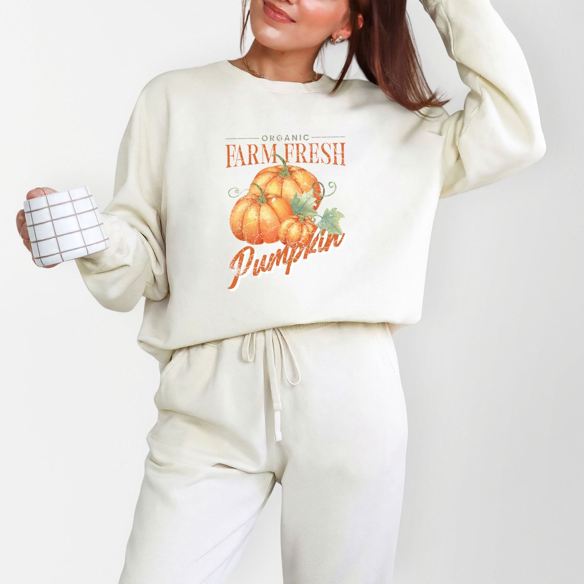 Farm Fresh Pumpkin Watercolor - Women's Lightweight Garment Dyed Sweatshirt