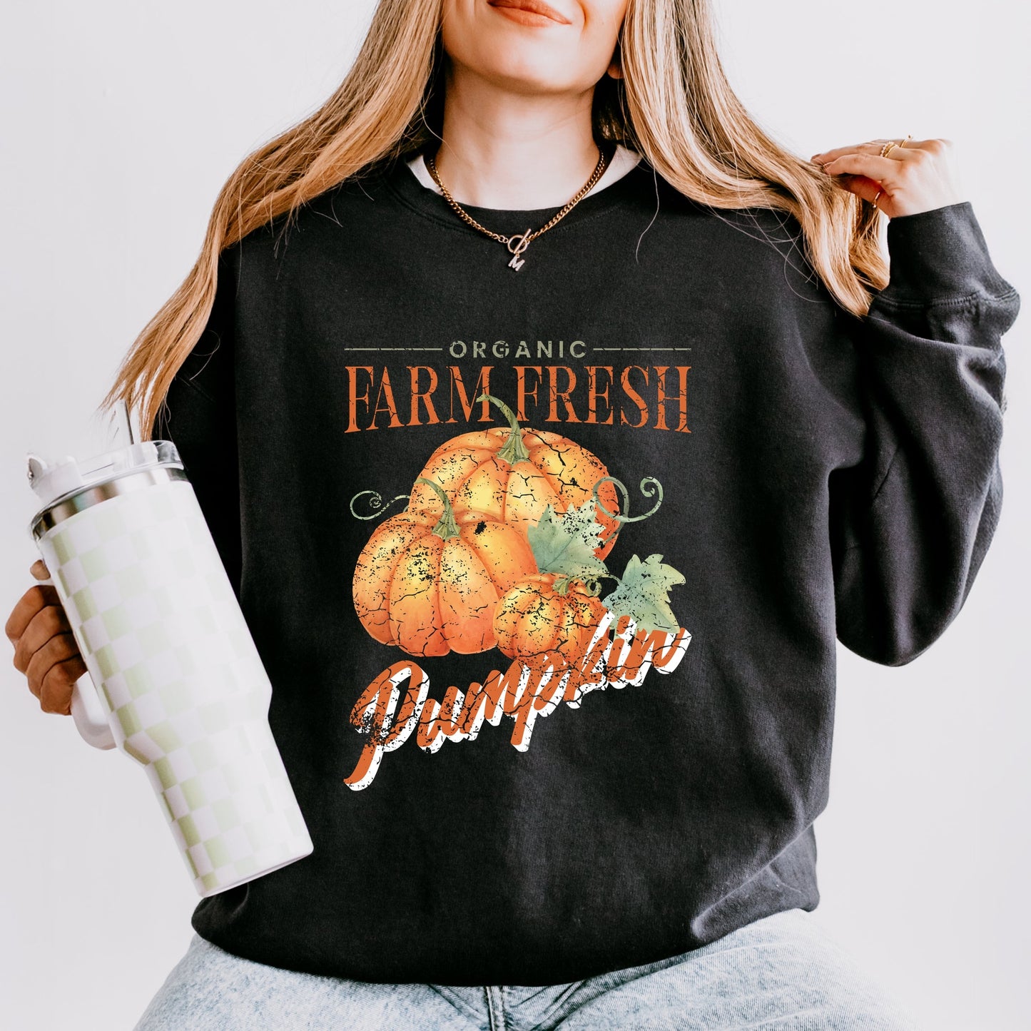 Farm Fresh Pumpkin Watercolor - Women's Lightweight Garment Dyed Sweatshirt