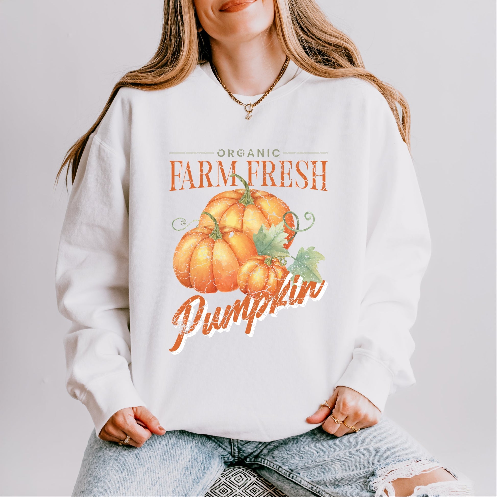 Farm Fresh Pumpkin Watercolor - Women's Lightweight Garment Dyed Sweatshirt