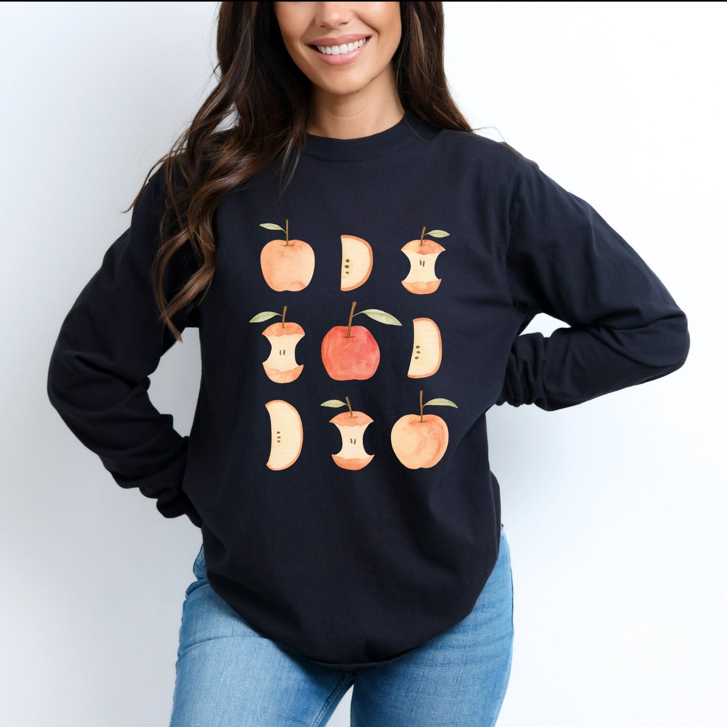 Watercolor Apple Chart - Garment Dyed Long Sleeve