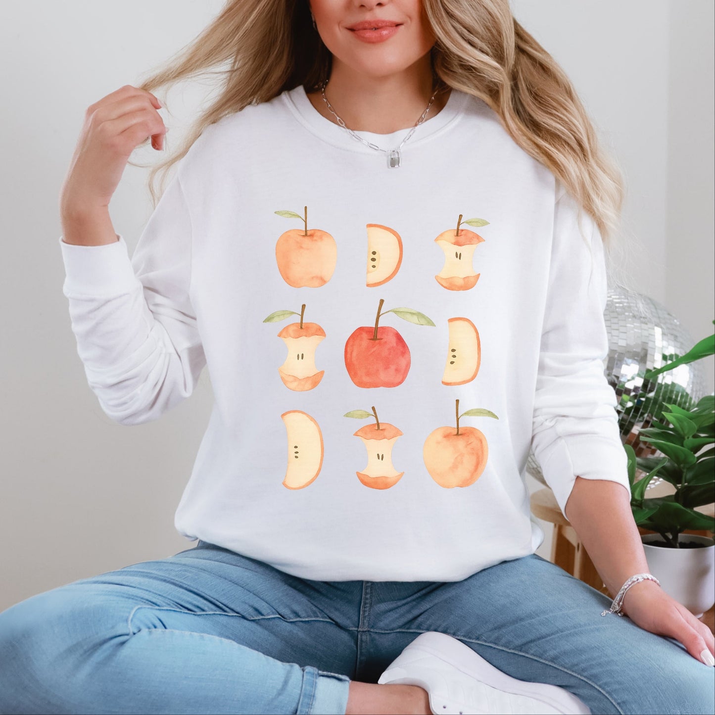 Watercolor Apple Chart - Garment Dyed Long Sleeve