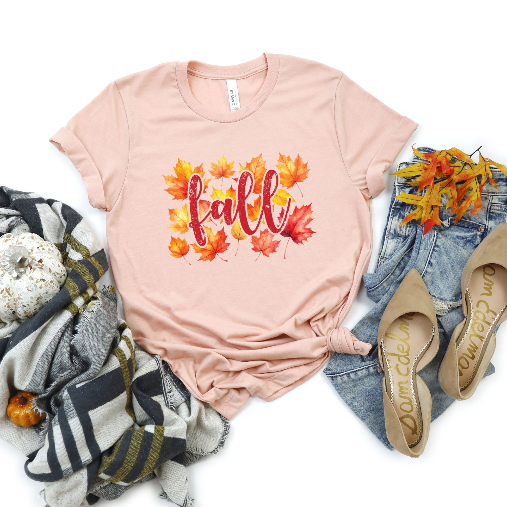Fall Leaves Watercolor - Women's Short Sleeve Graphic T-Shirt