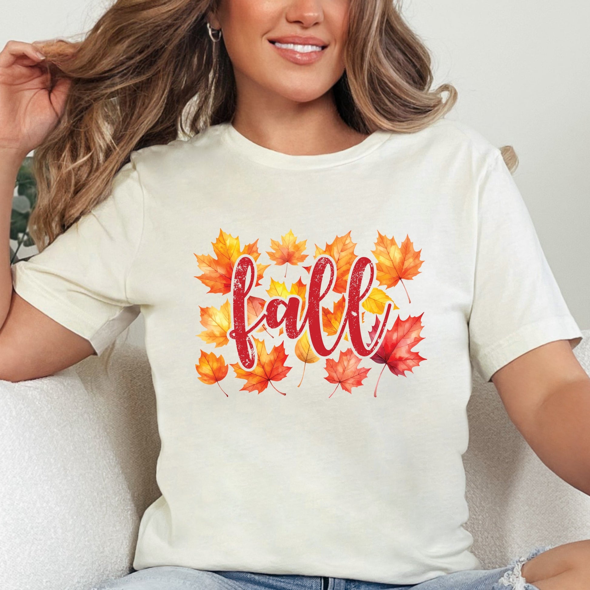 Fall Leaves Watercolor - Women's Short Sleeve Graphic T-Shirt