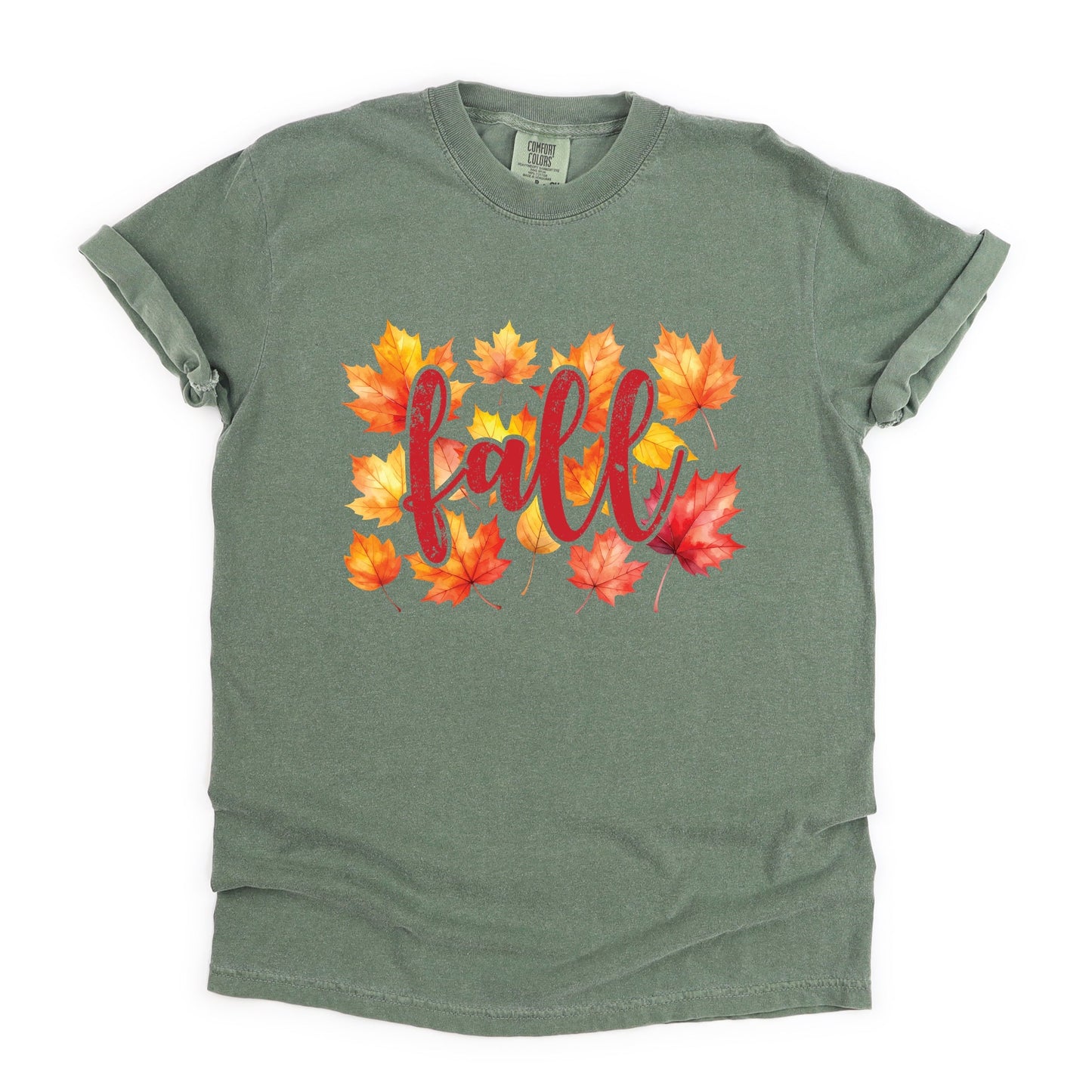 Fall Leaves Watercolor - Women's Garment Dyed Graphic T-Shirt