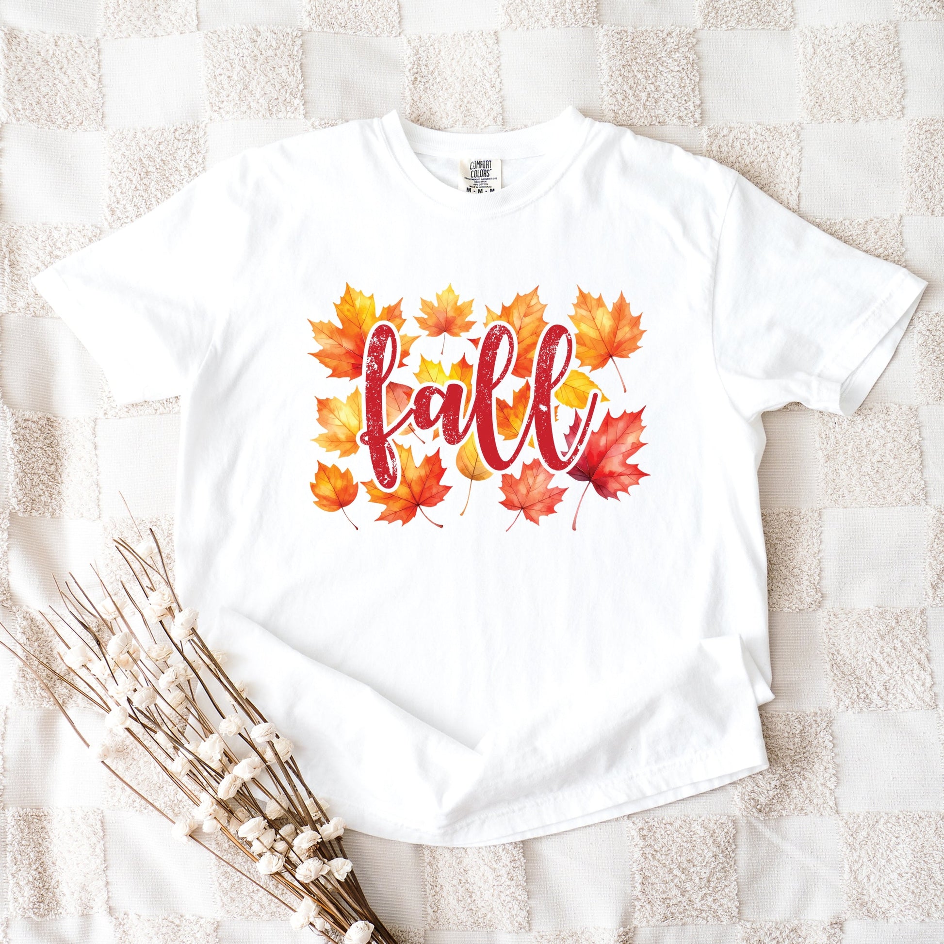Fall Leaves Watercolor - Women's Garment Dyed Graphic T-Shirt