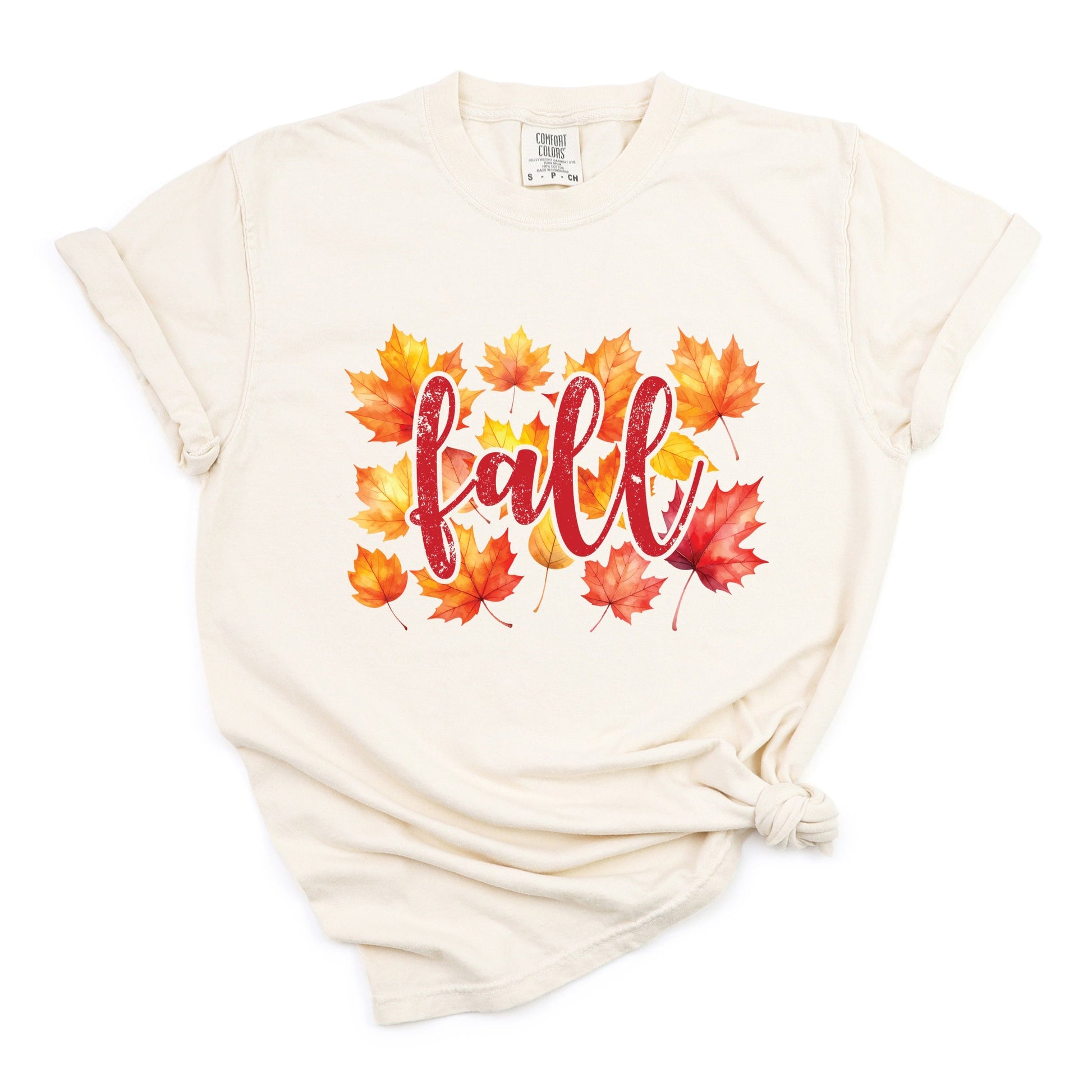 Fall Leaves Watercolor - Women's Garment Dyed Graphic T-Shirt